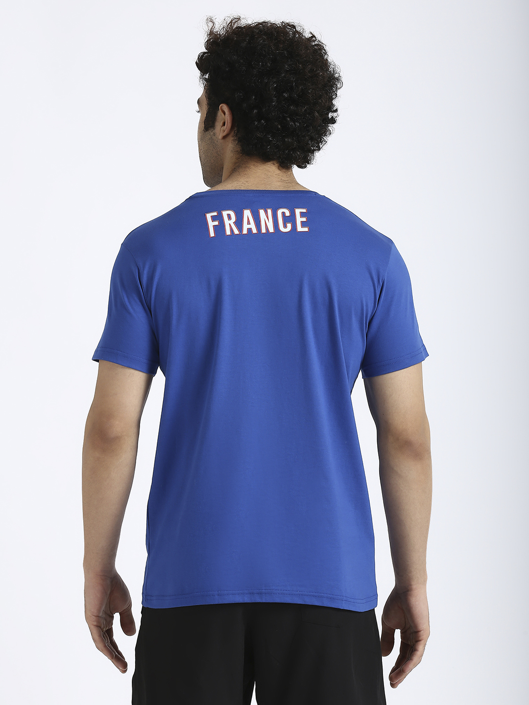 France Men Royal Blue Graphic Printed Round Neck Half Sleeves Cotton T-Shirt (4)