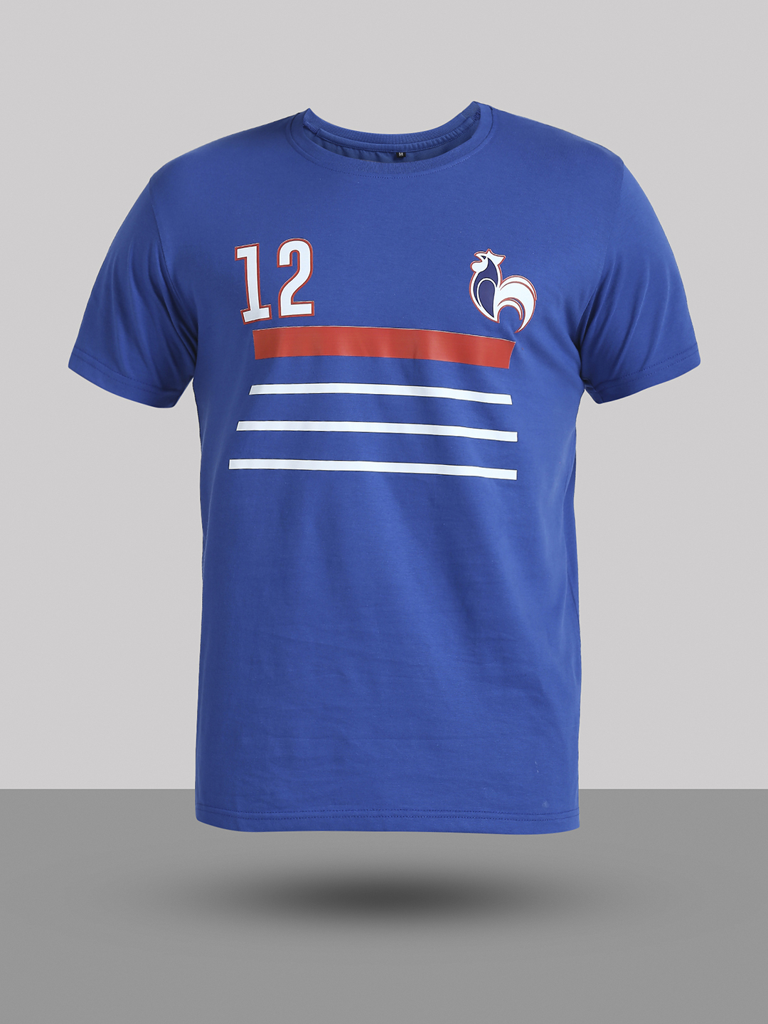 France Men Royal Blue Graphic Printed Round Neck Half Sleeves Cotton T-Shirt (8)