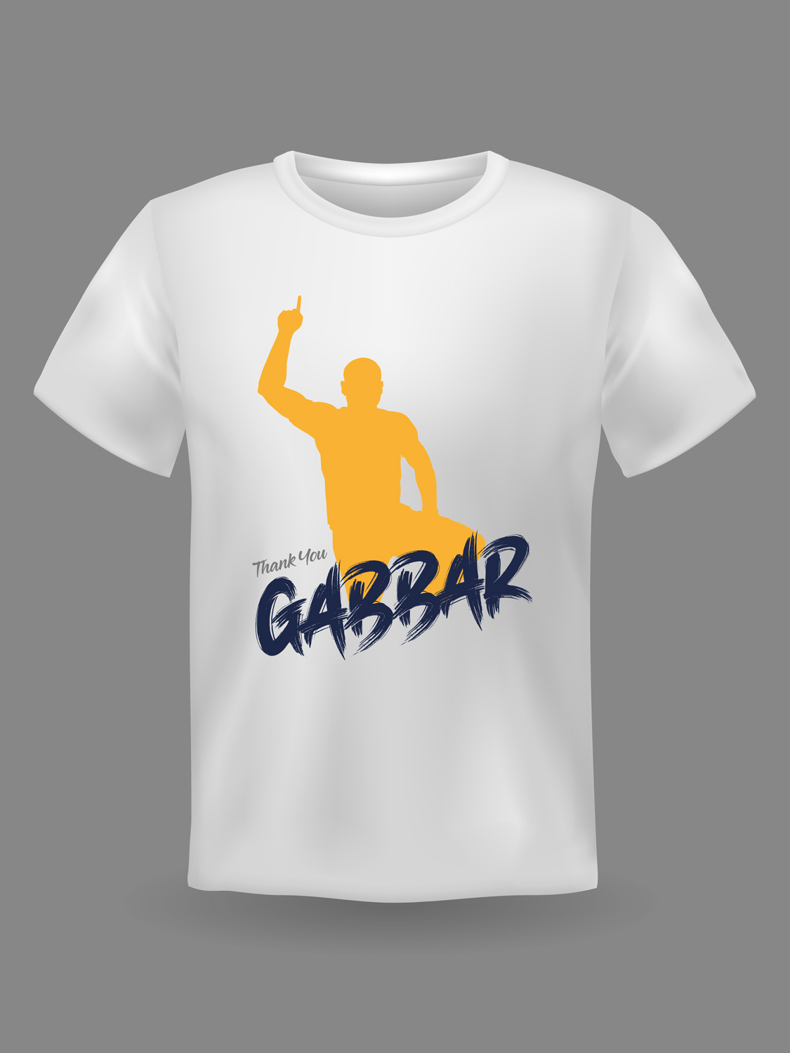Men White Yellow Gabbar Round Neck Cotton T-shirt