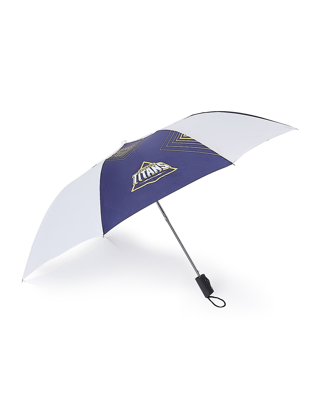 24.5 Inch 2-Fold Automatic Umbrella for Men and Women - Navy Blue/White
