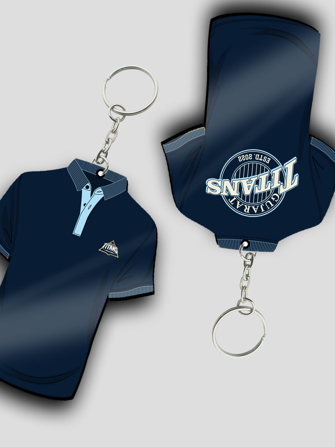Gujarat Titans Navy Blue T-Shirt Titans Keychain Lightweight MDF For Car,Bike,Office (Pack of 1) (4)
