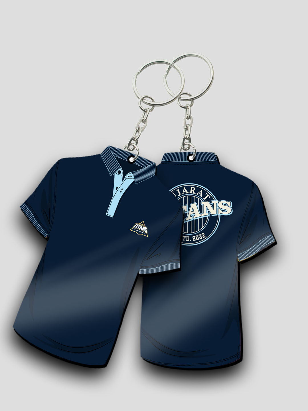 Gujarat Titans Navy Blue T-Shirt Titans Keychain Lightweight MDF For Car,Bike,Office (Pack of 1) (5)