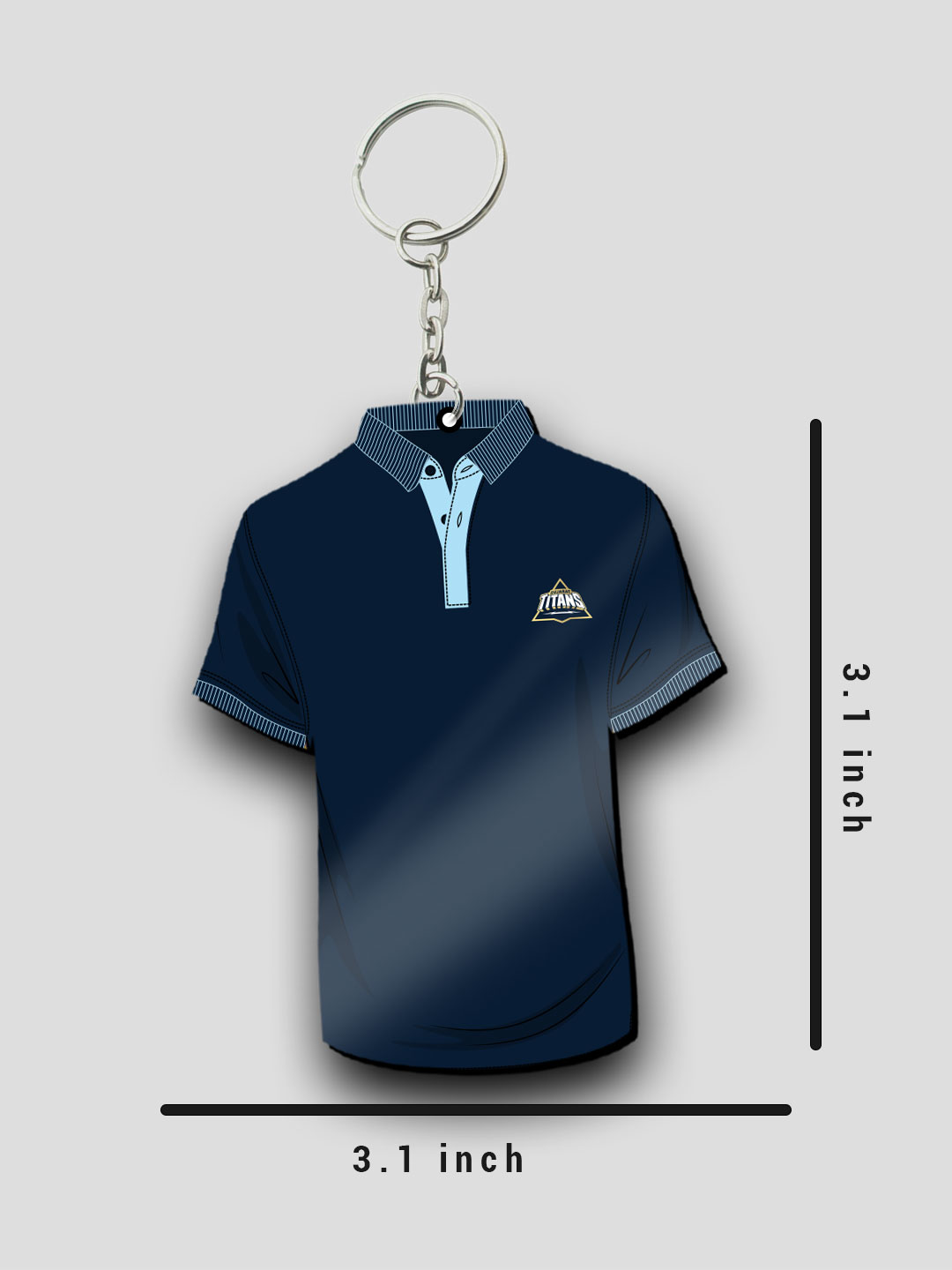 Gujarat Titans Navy Blue T-Shirt Titans Keychain Lightweight MDF For Car,Bike,Office (Pack of 1) (7)
