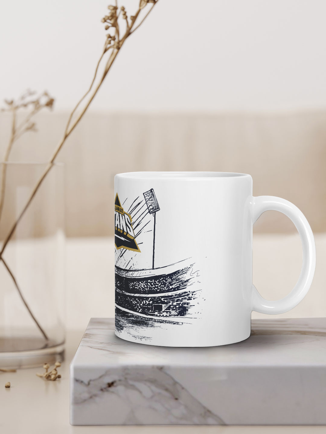 Gujarat Titans Ceramic Glossy Printed Mug, Microwave and Dishwasher Safe, Tea and Coffee Mug - 325 ml (White & Blue) - P (2)