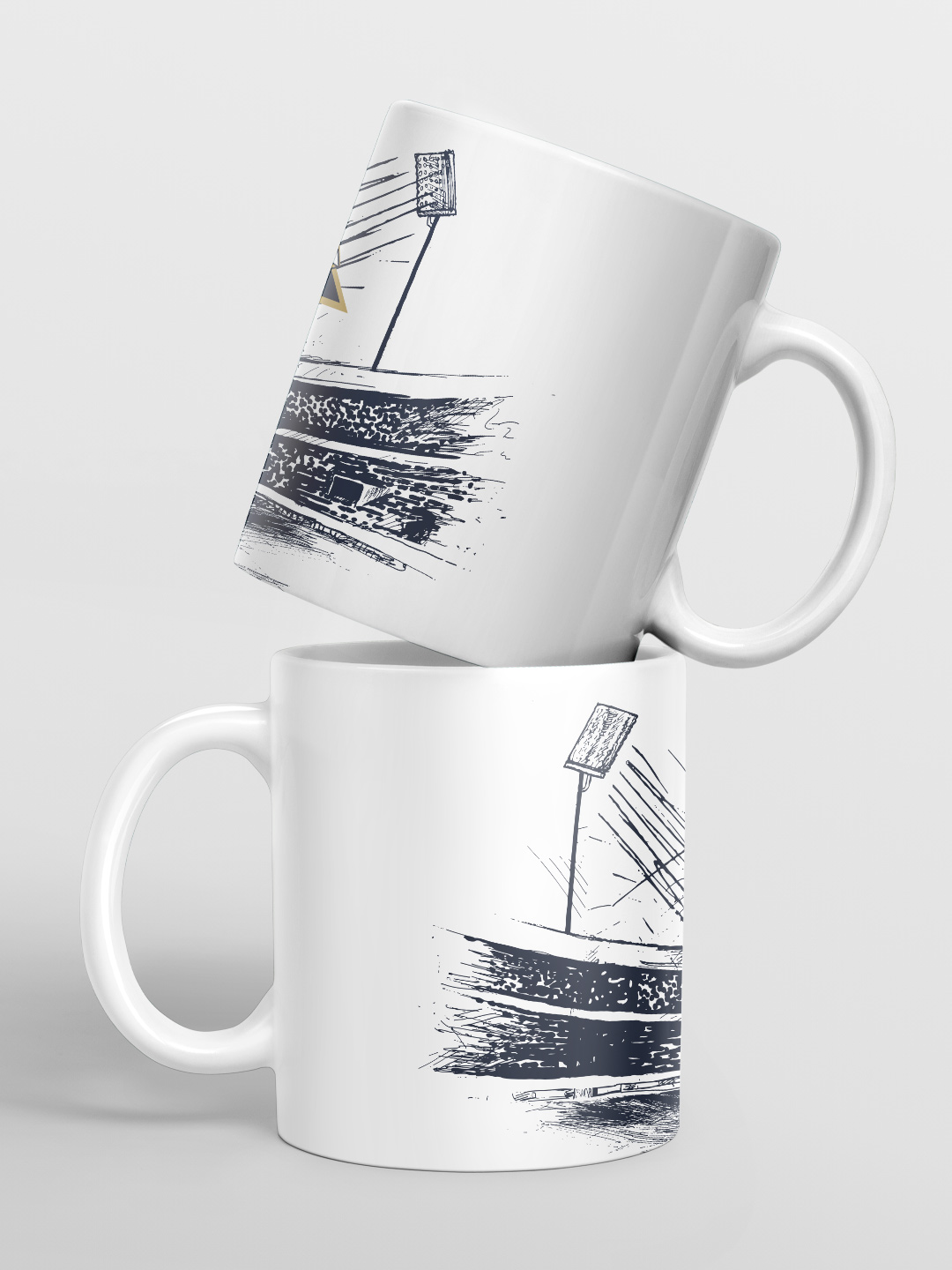 Ceramic Glossy Printed Mug, Microwave and Dishwasher Safe, Tea and Coffee Mug - 325 ml (White & Blue) - Pack of 1