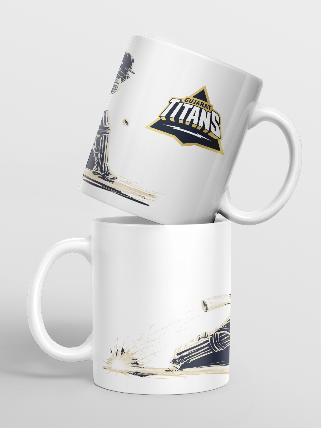 Ceramic Glossy Printed Mug, Microwave and Dishwasher Safe, Tea and Coffee Mug - 325 ml (White & Blue) - Pack of 1