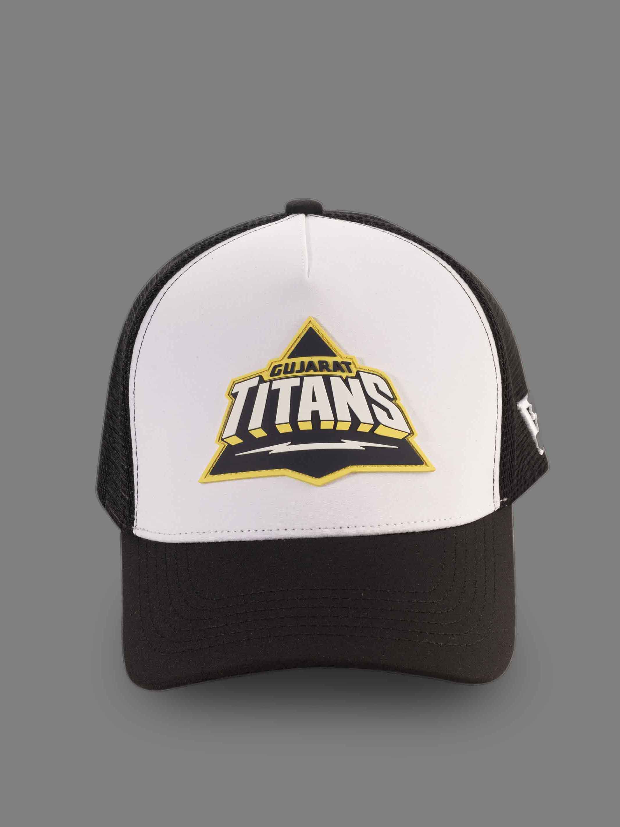 Gujarat Titans Classic Black White Trucker Cap with Bold Rubber Logo 