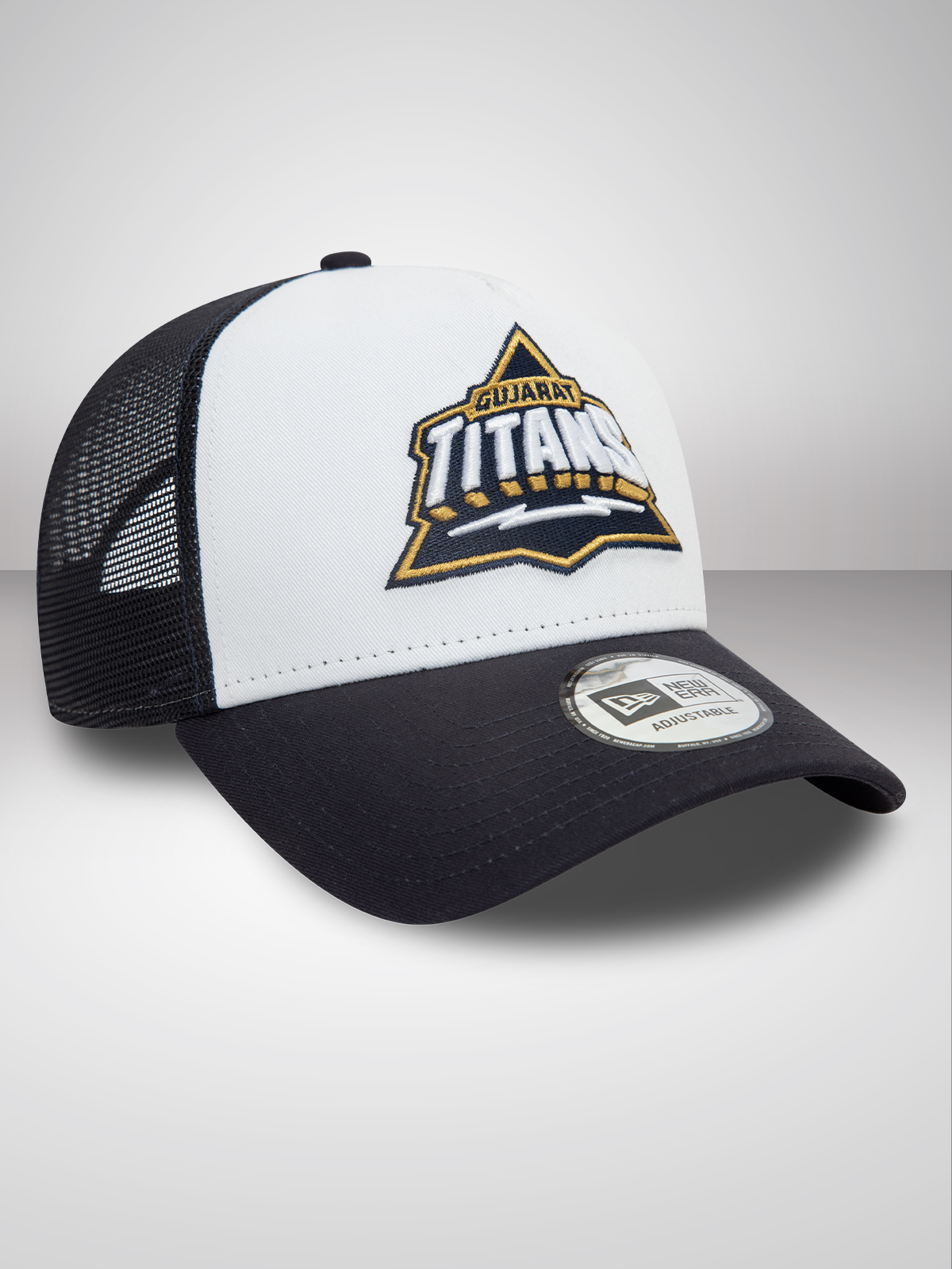 Gujarat Titans Gold Embroidered White and Navy Blue Printed Trucker Caps (3)
