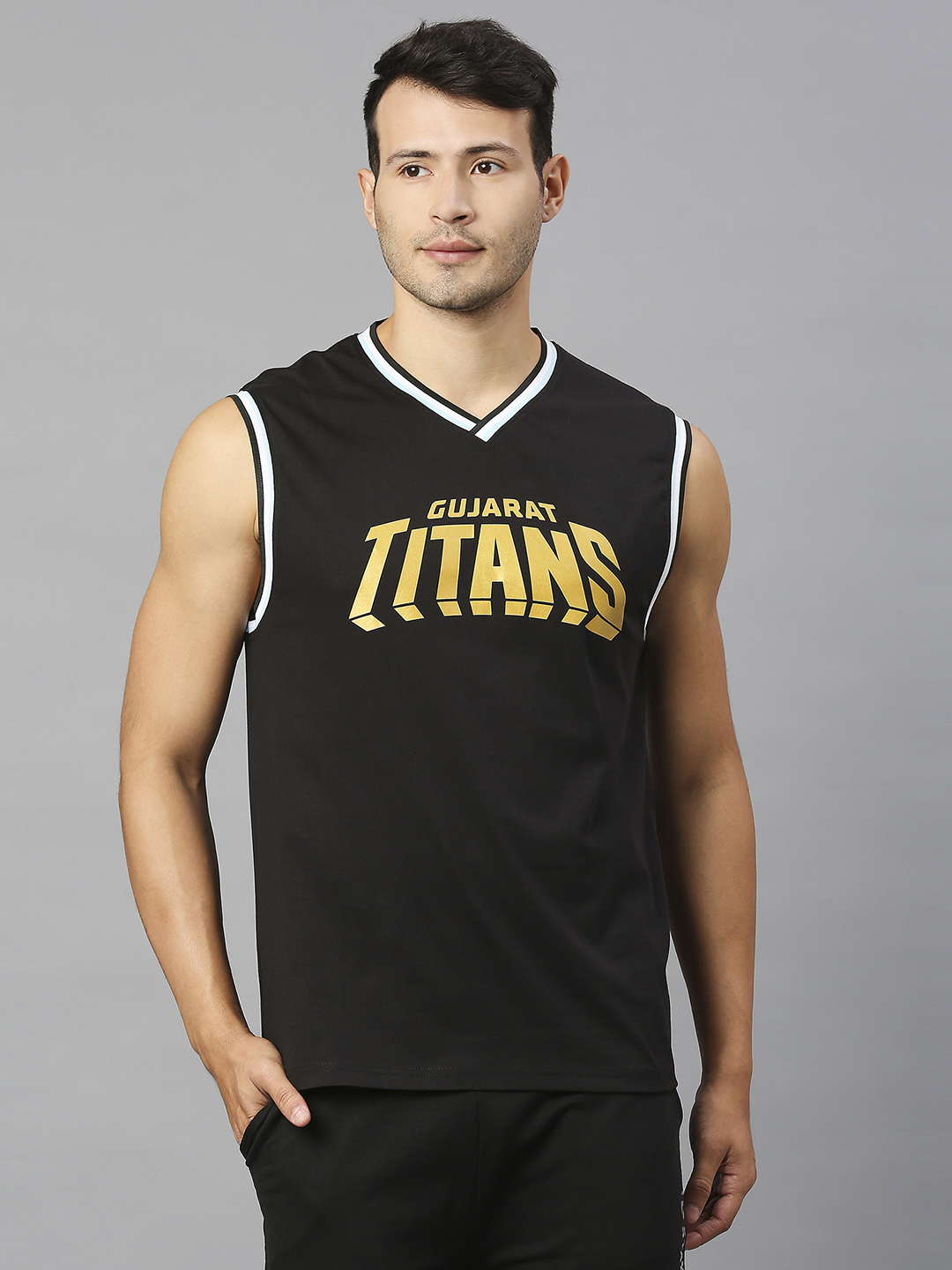 Gujarat Titans GT Official Men Black Printed Round Neck T-Shirts: Customised With Your Name By FanCode (2)