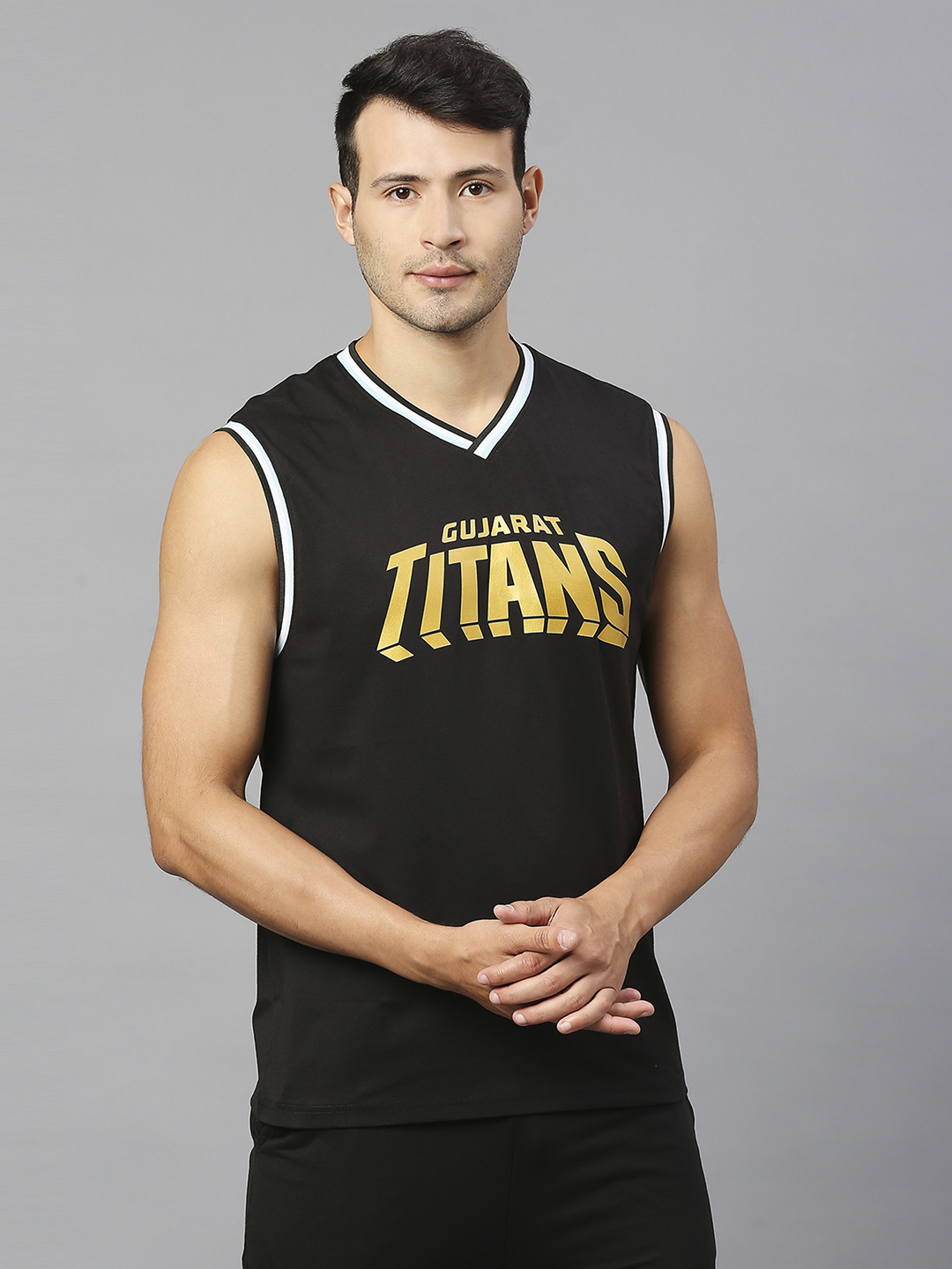 Gujarat Titans GT Official Men Black Printed Round Neck T-Shirts: Customised With Your Name By FanCode (4)
