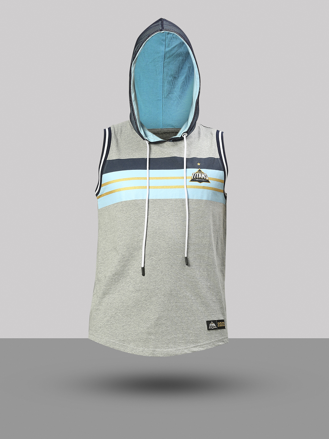 Gujarat Titans GT Official Mens Grey Printed Hooded Vest: Customised With Your Name By FanCode (8)