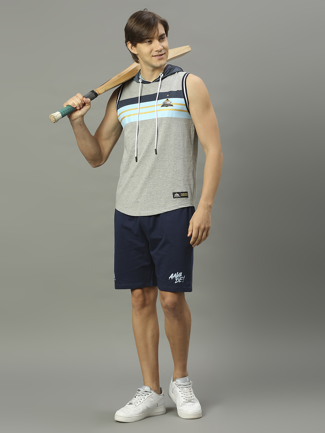 Gujarat Titans GT Official Mens Grey Printed Hooded Vest: Customised With Your Name By FanCode (6)