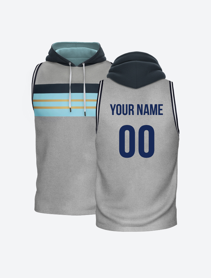 Gujarat Titans GT Official Mens Grey Printed Hooded Vest: Customised With Your Name By FanCode (2)