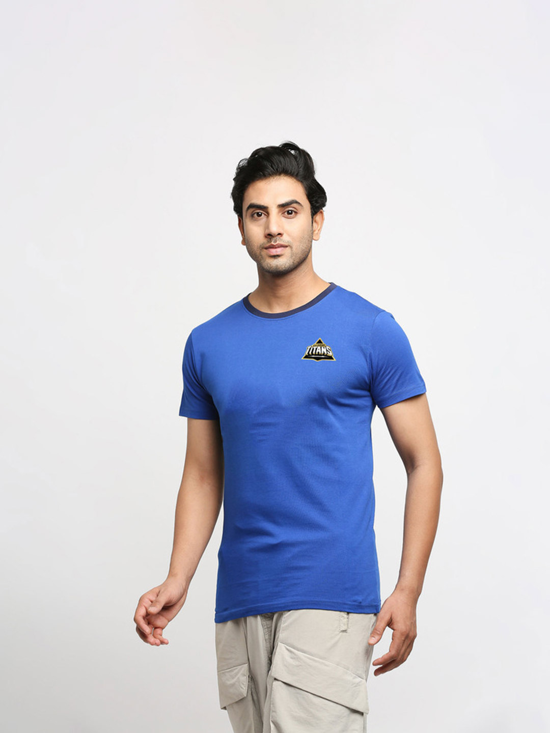 Gujarat Titans Gujarat Titans Blue Round Neck Small Logo T-Shirt (2)
