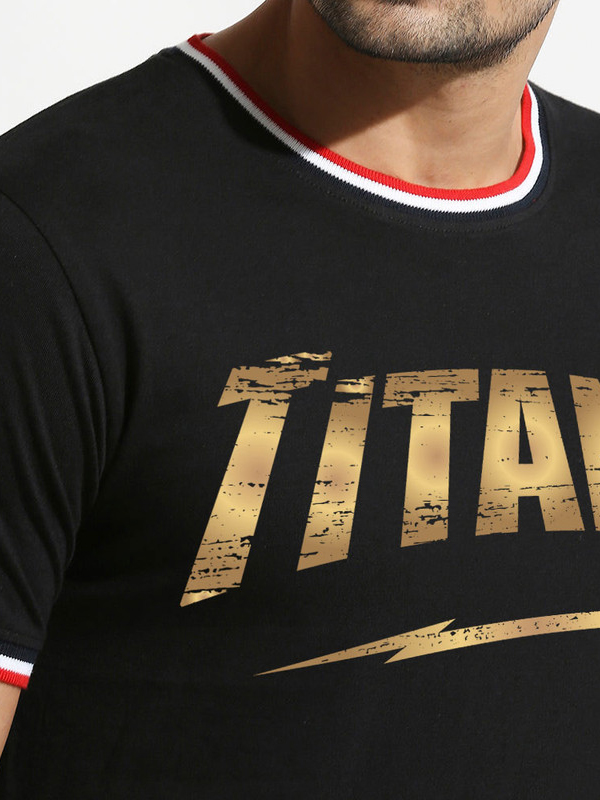 Gujarat Titans Gujarat Titans Mens Black Round Neck T-Shirt (5)