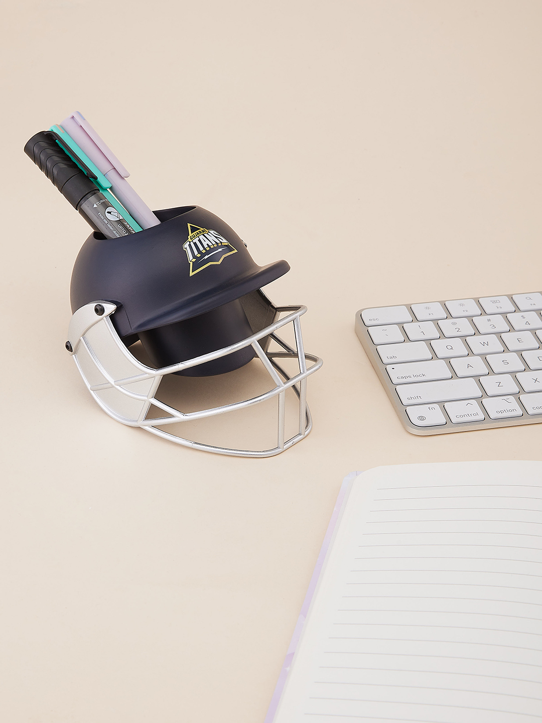 Gujarat Titans Helmet Shaped Navy Blue Logo Printed Pen and Pencil Stand, Pen Holder For Office and Home (7)