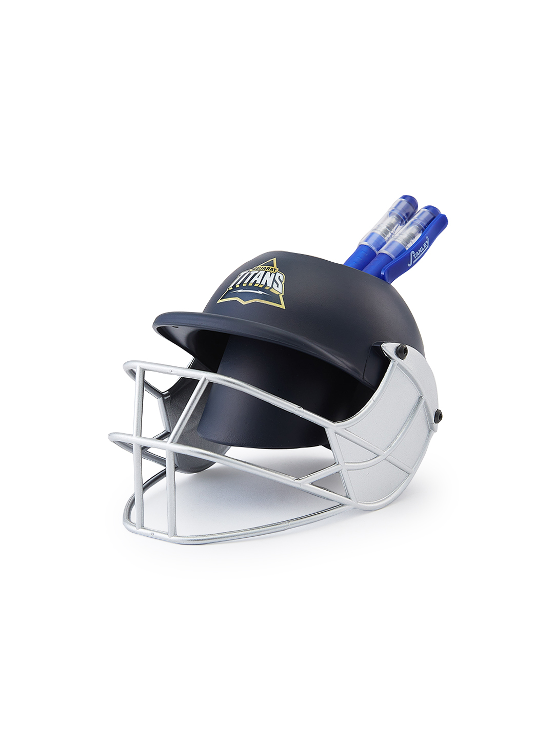 Gujarat Titans Helmet Shaped Navy Blue Logo Printed Pen and Pencil Stand, Pen Holder For Office and Home (9)