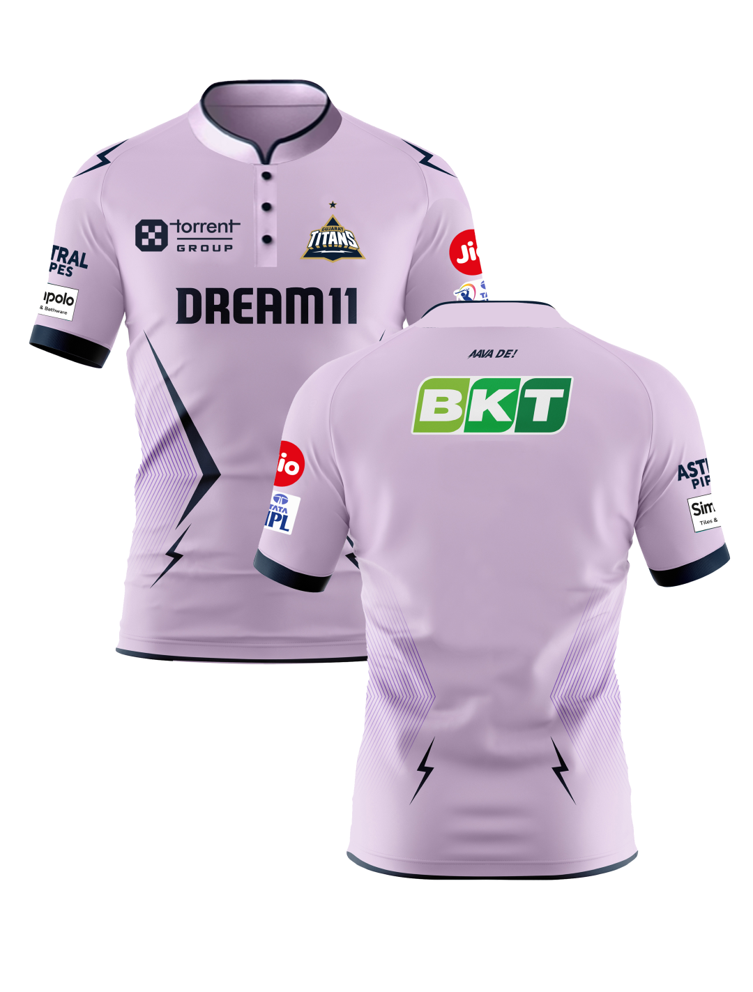 Gujarat Titans Kids Official Match Edition Jersey 2025 - Lavender (Customised) (3)