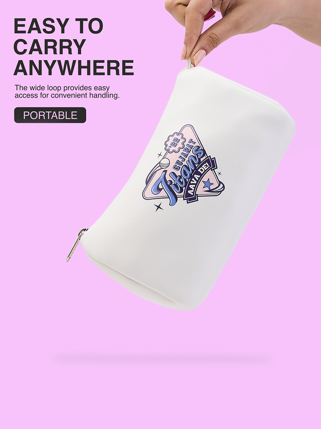 Gujarat Titans Lightweight Travel Organiser, Compact Size, Multi-Purpose Pouch for Men and Women (White) (3)