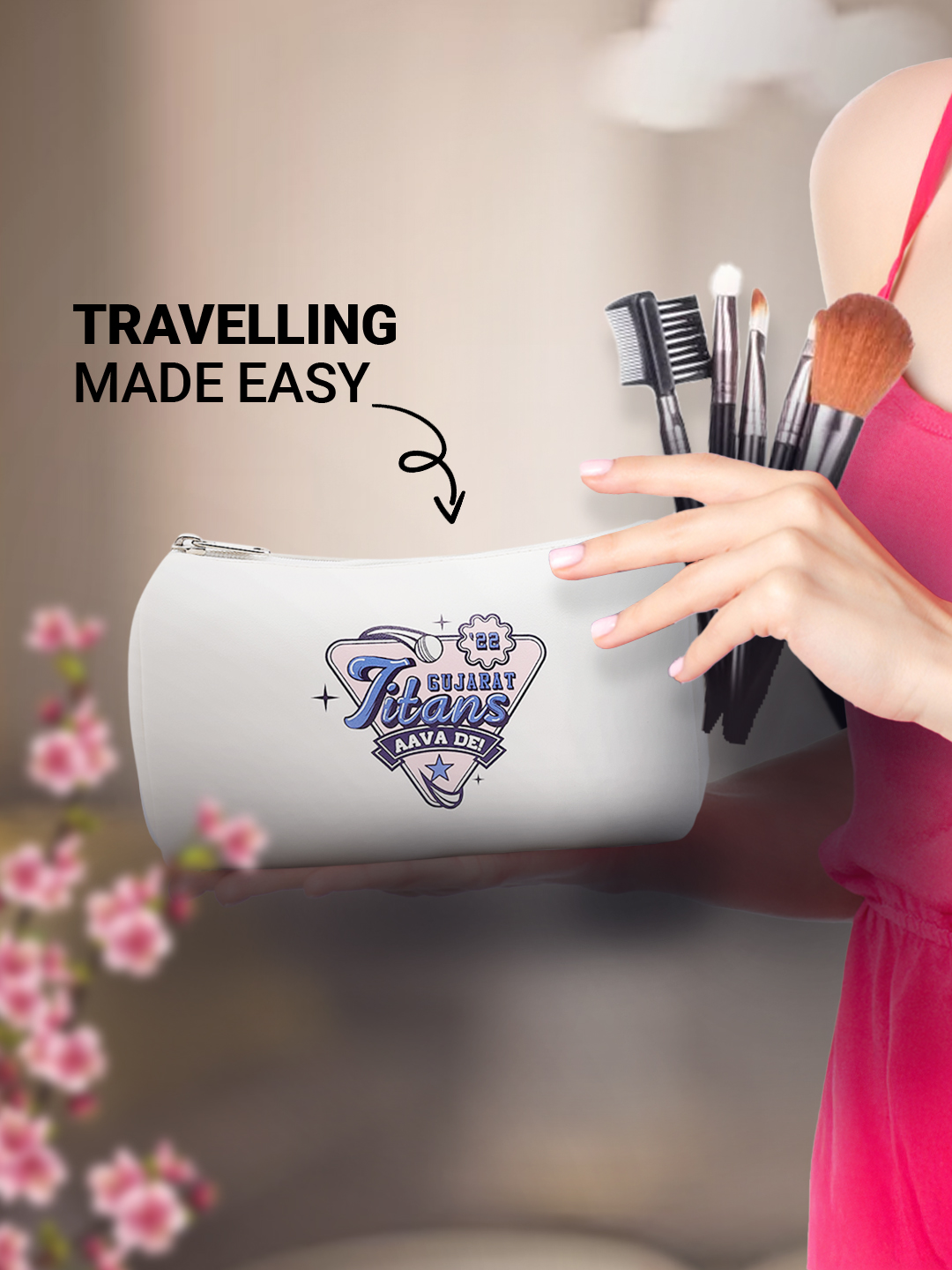 Gujarat Titans Lightweight Travel Organiser, Compact Size, Multi-Purpose Pouch for Men and Women (White) (8)