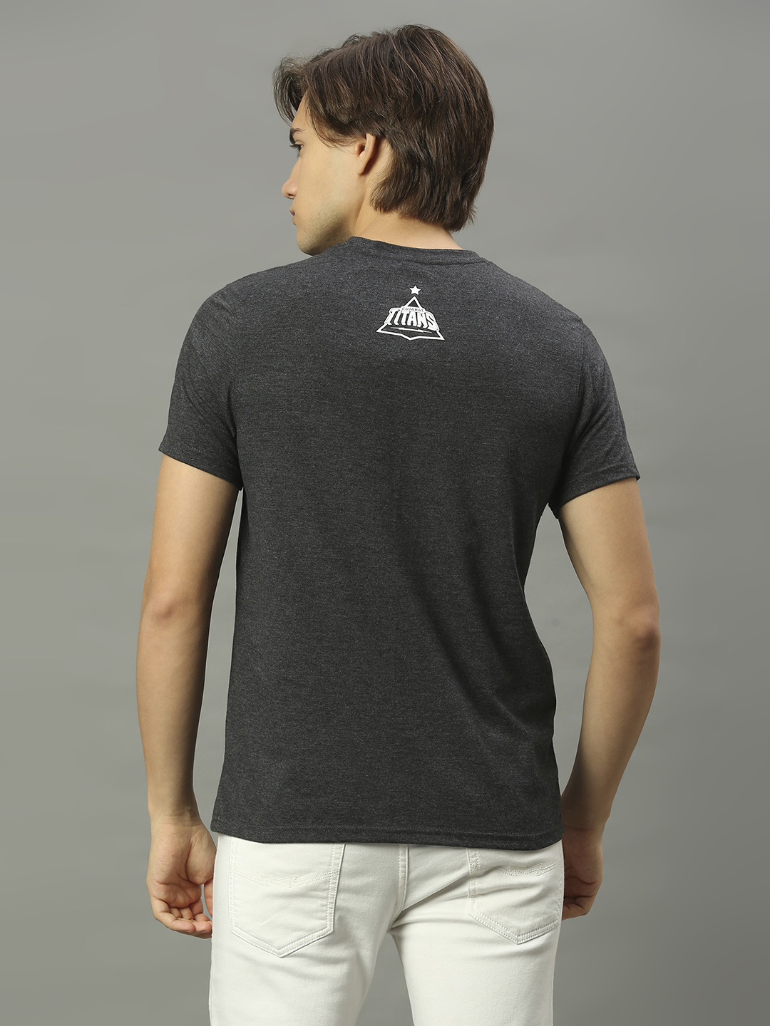 Gujarat Titans Men Anthra Melange Typography Print Half Sleves Round Neck T-Shirt (3)