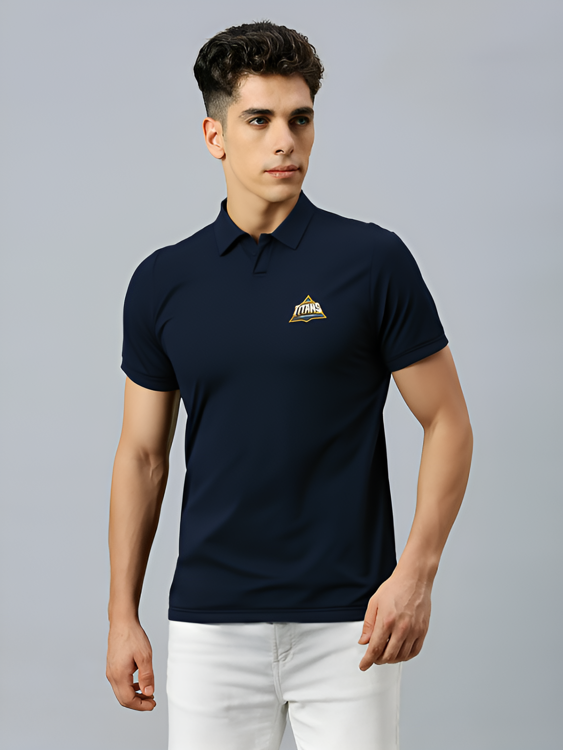 Men Black Solid Half Sleeves Polo Collar Cotton Regular T-Shirt