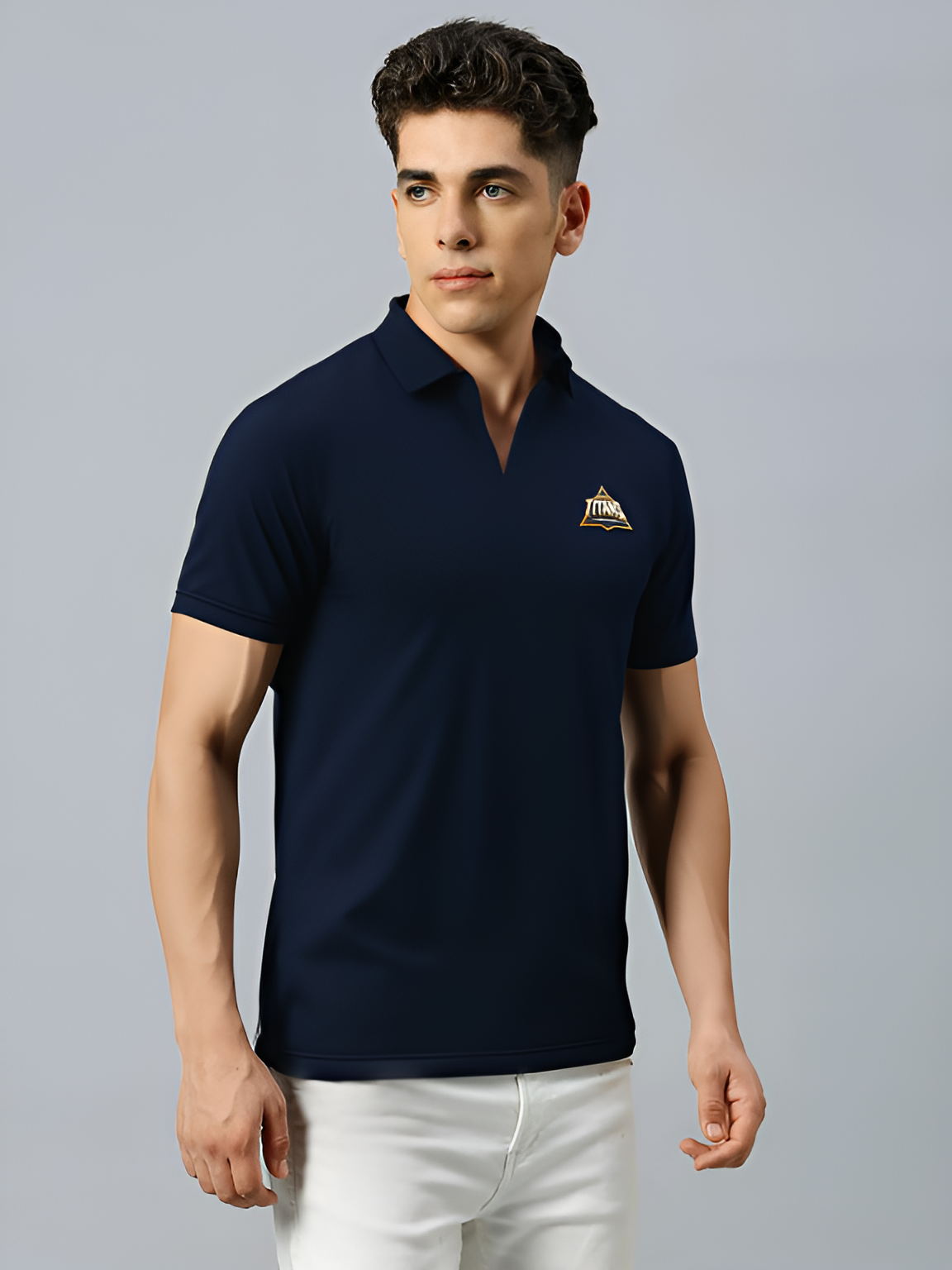 Gujarat Titans Men Black Solid Half Sleeves Polo Collar Cotton Regular T-Shirt (2)