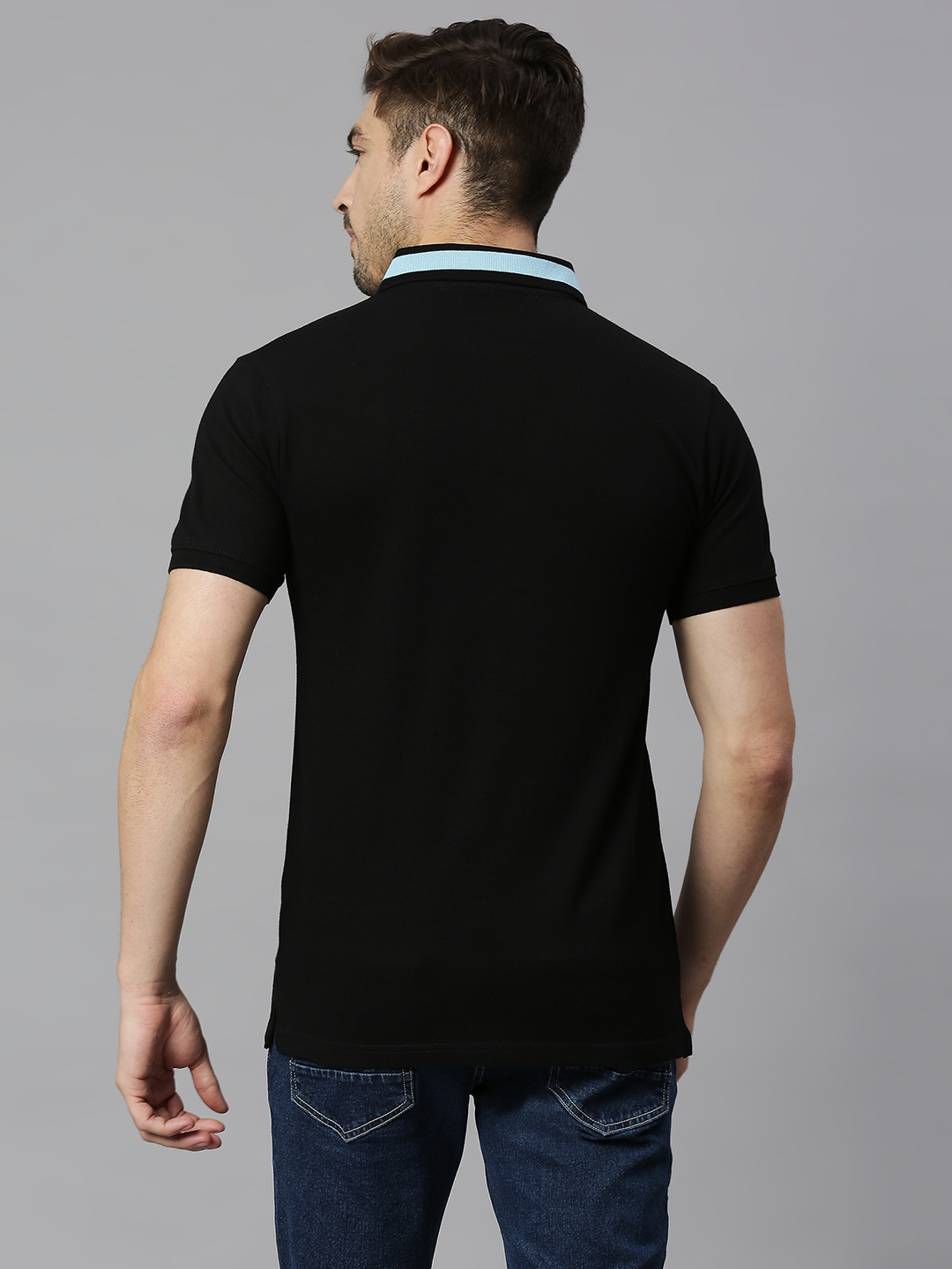 Gujarat Titans Men Black Solid Half Sleeves Polo Collar Cotton T-Shirt (2)