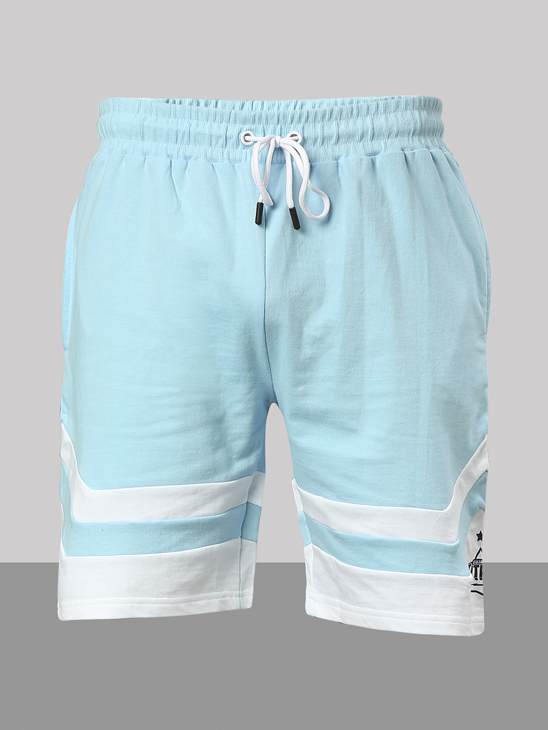 Gujarat Titans Men Blue and White Colourblocked Mid-Rise Cotton Sports Shorts (5)