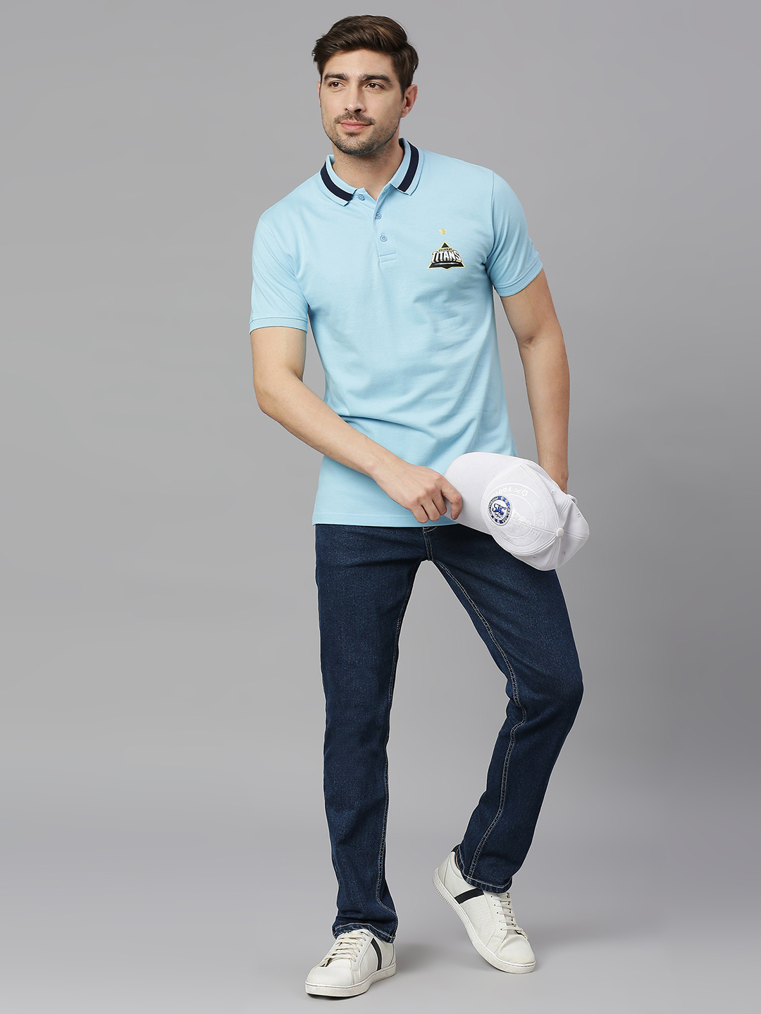 Gujarat Titans Men Blue Solid Half Sleeves Polo Collar Cotton T-Shirt (5)