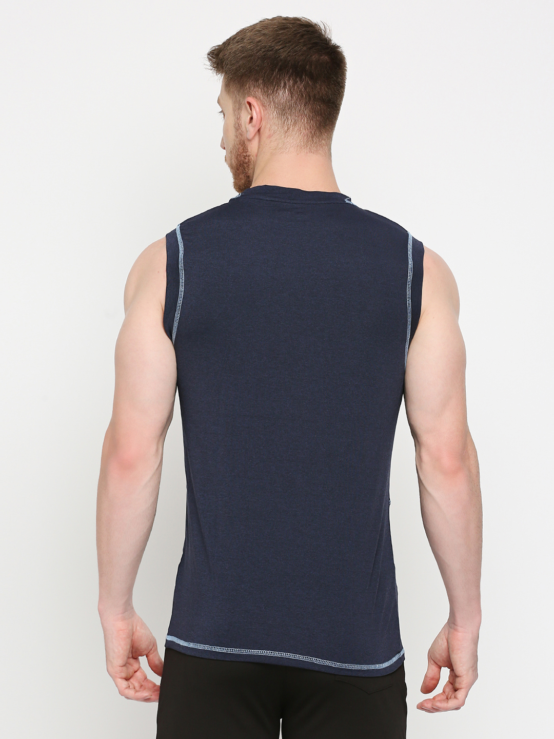 Gujarat Titans Men Blue Solid Round Neck Sleeveless Polycotton Sports Vest (3)