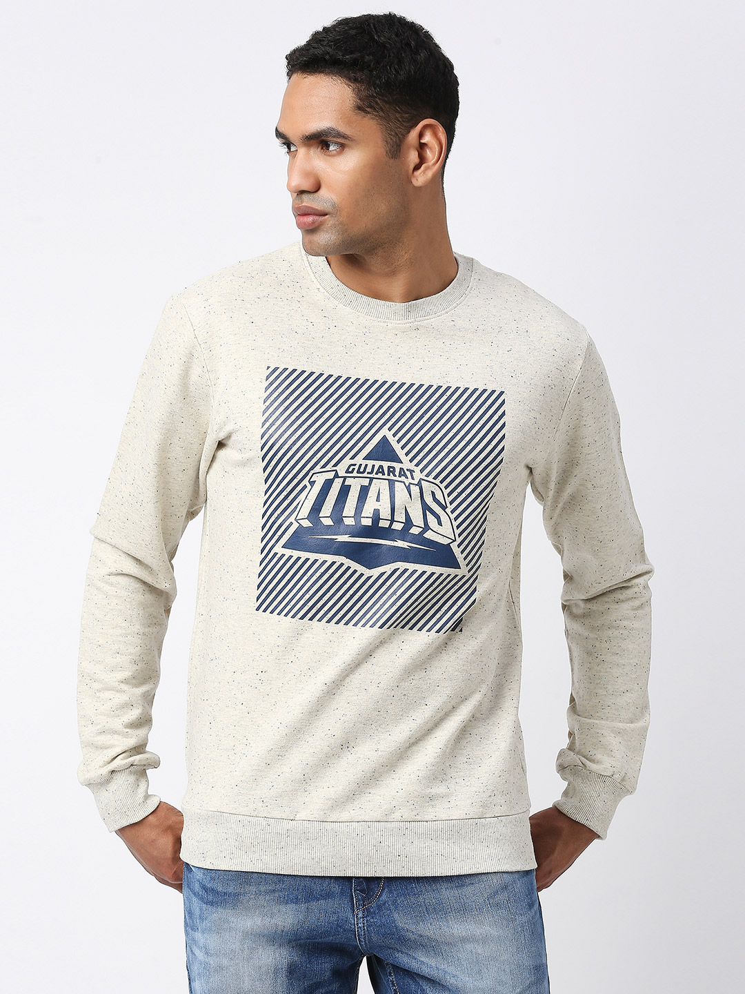 Gujarat Titans Men Grey Graphic Printed Full Sleeves Round Neck Cotton Sweatshirt (5)