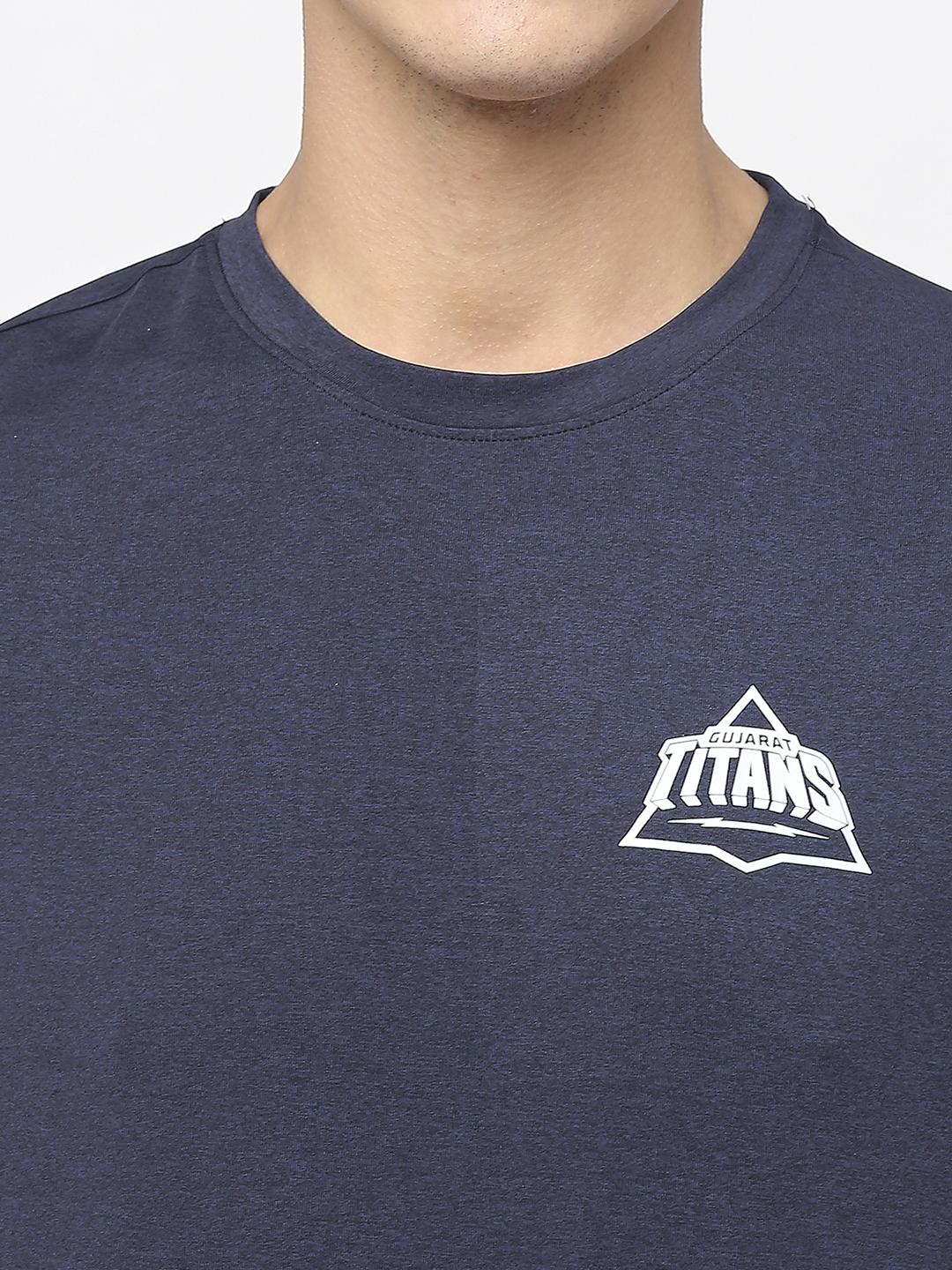 Gujarat Titans Men Navy Blue and Grey Colourblocked Half Sleeves Round Neck T-Shirt (8)