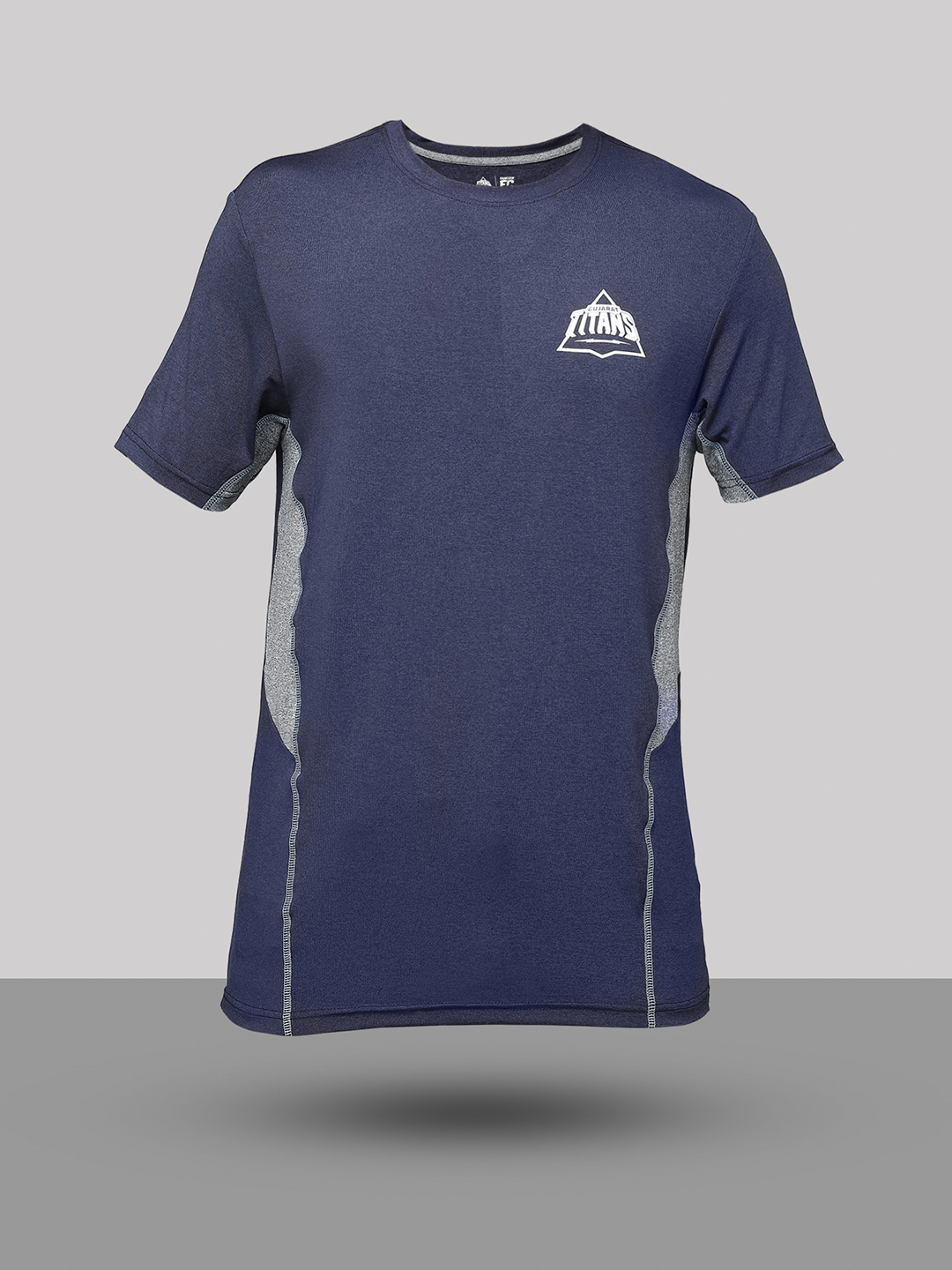 Gujarat Titans Men Navy Blue and Grey Colourblocked Half Sleeves Round Neck T-Shirt (4)
