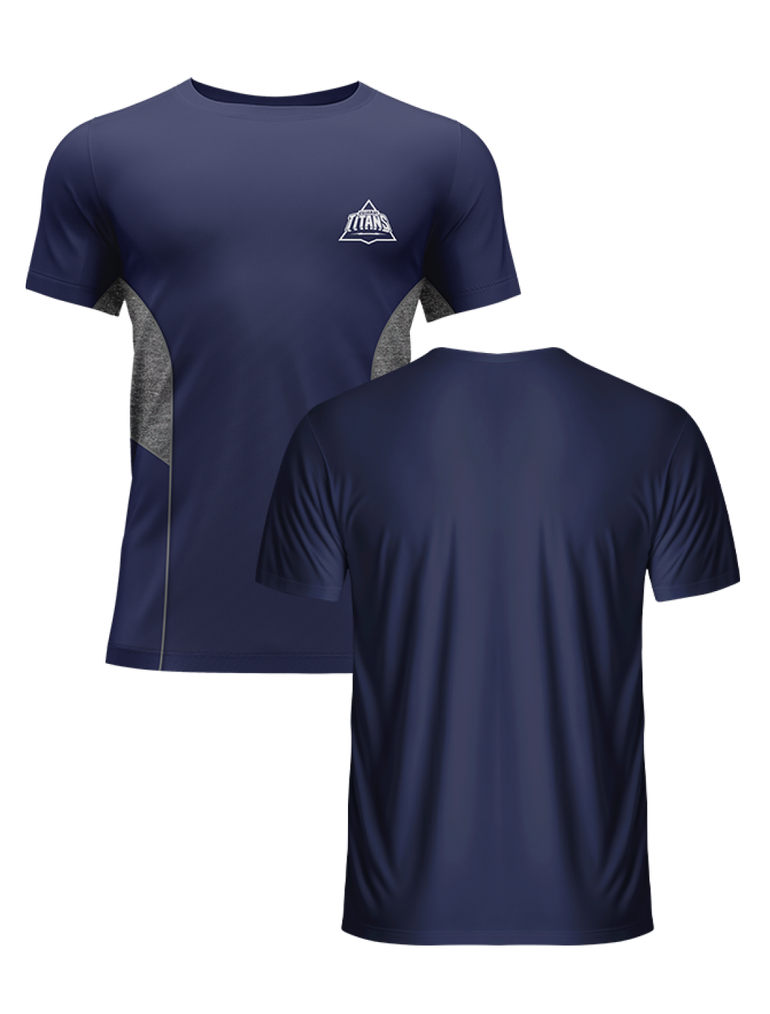 Gujarat Titans Men Navy Blue and Grey Colourblocked Half Sleeves Round Neck T-Shirt: Customised With Your Name By FanCod (3)