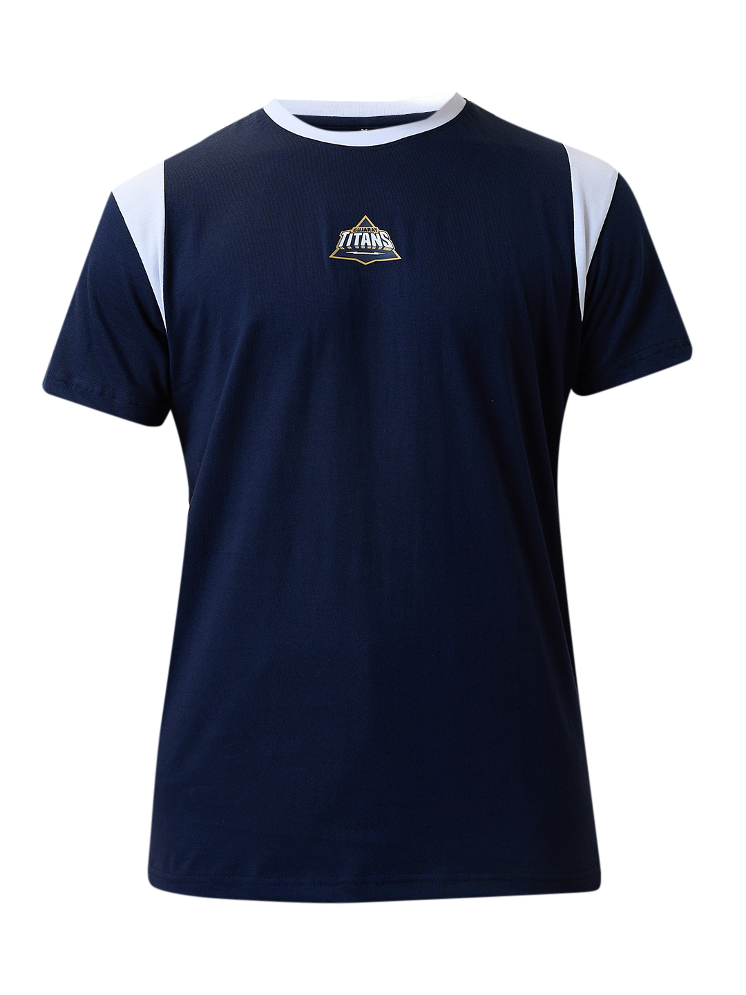 Gujarat Titans Men Navy Blue and White Striped Half Sleeves Round Neck Cotton T-Shirt (6)