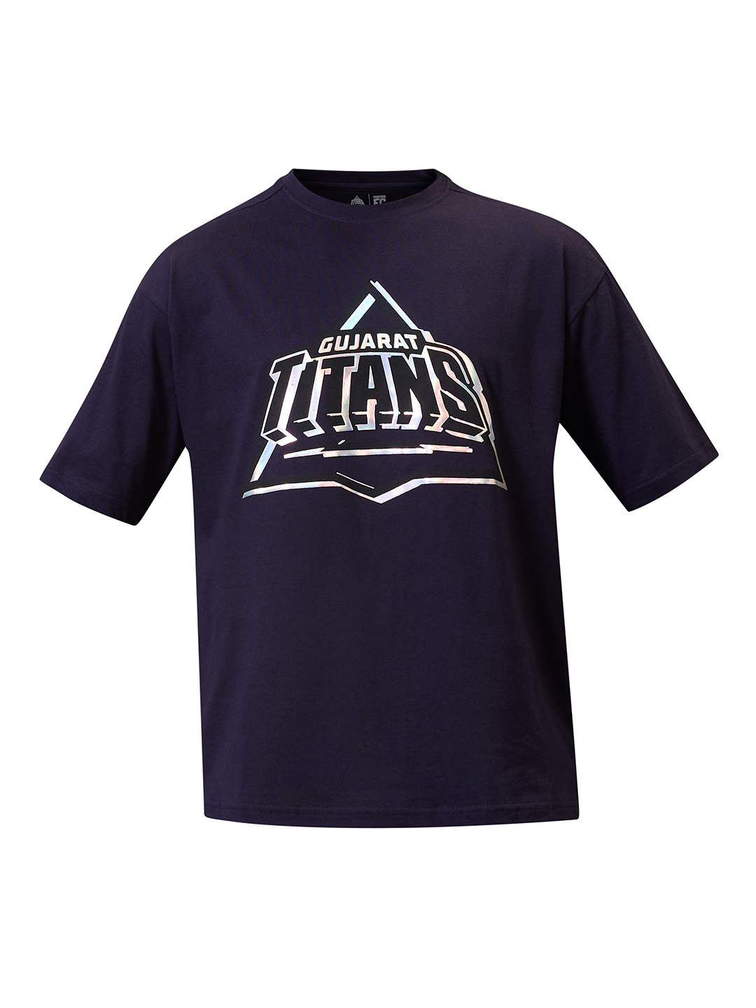 Gujarat Titans Men Navy Blue Graphic Printed Half Sleeves Round Neck Oversized Cotton T-Shirt (6)