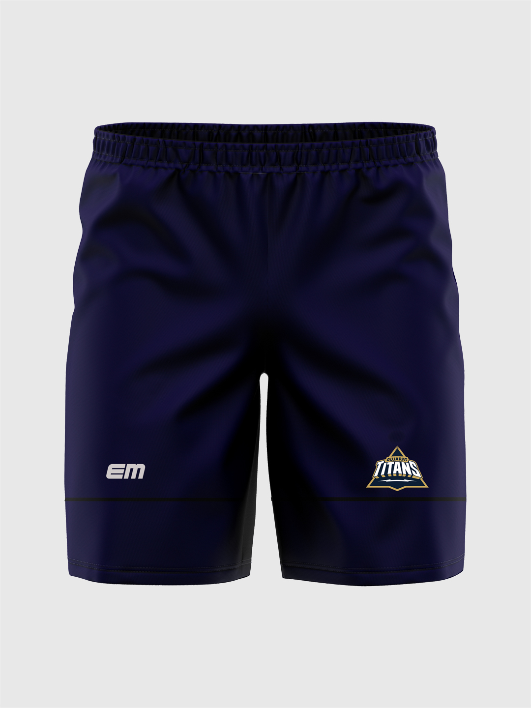 Gujarat Titans Men Navy Blue Logo Printed Mid-Rise Polyester Training Shorts (1)