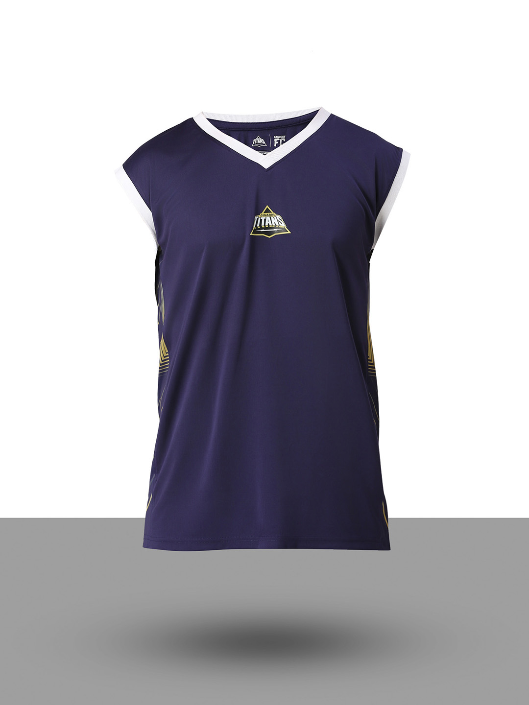 Gujarat Titans Men Navy Blue Logo Printed Sleeveless V-Neck Cotton Sports Vest (7)