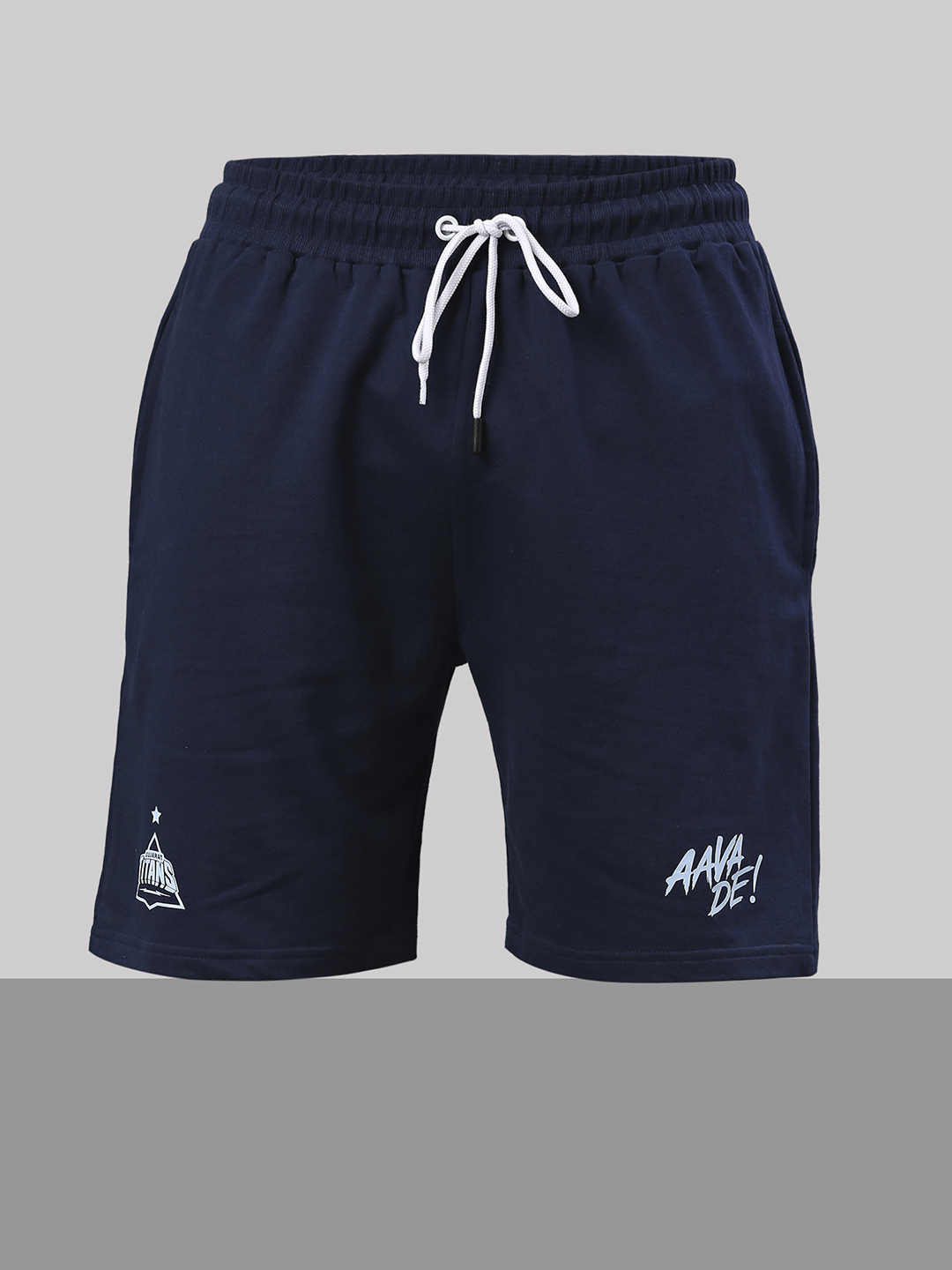 Gujarat Titans Men Navy Blue Printed Solid Mid-Rise Cotton Sports Shorts (2)