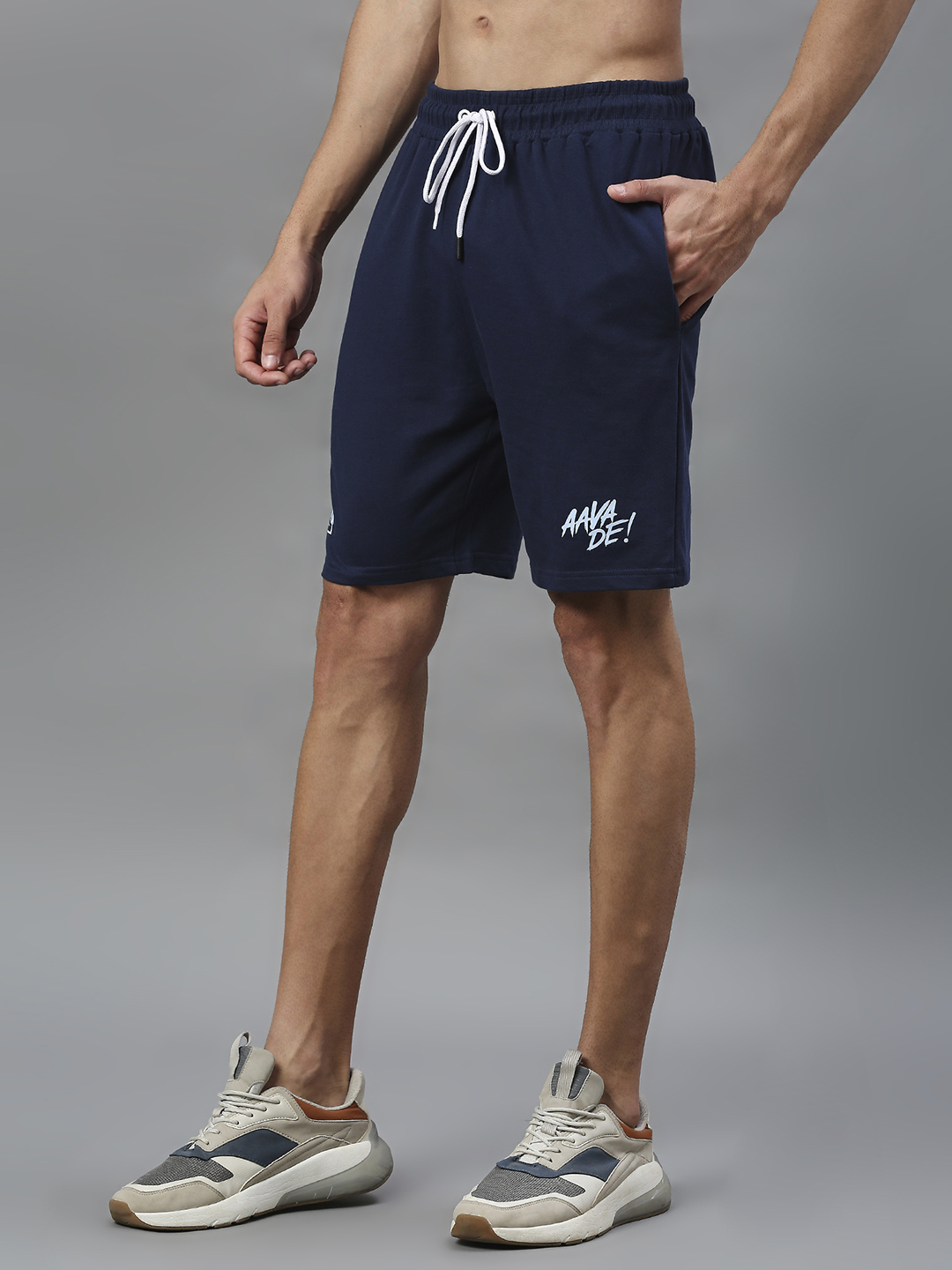 Gujarat Titans Men Navy Blue Printed Solid Mid-Rise Cotton Sports Shorts (4)