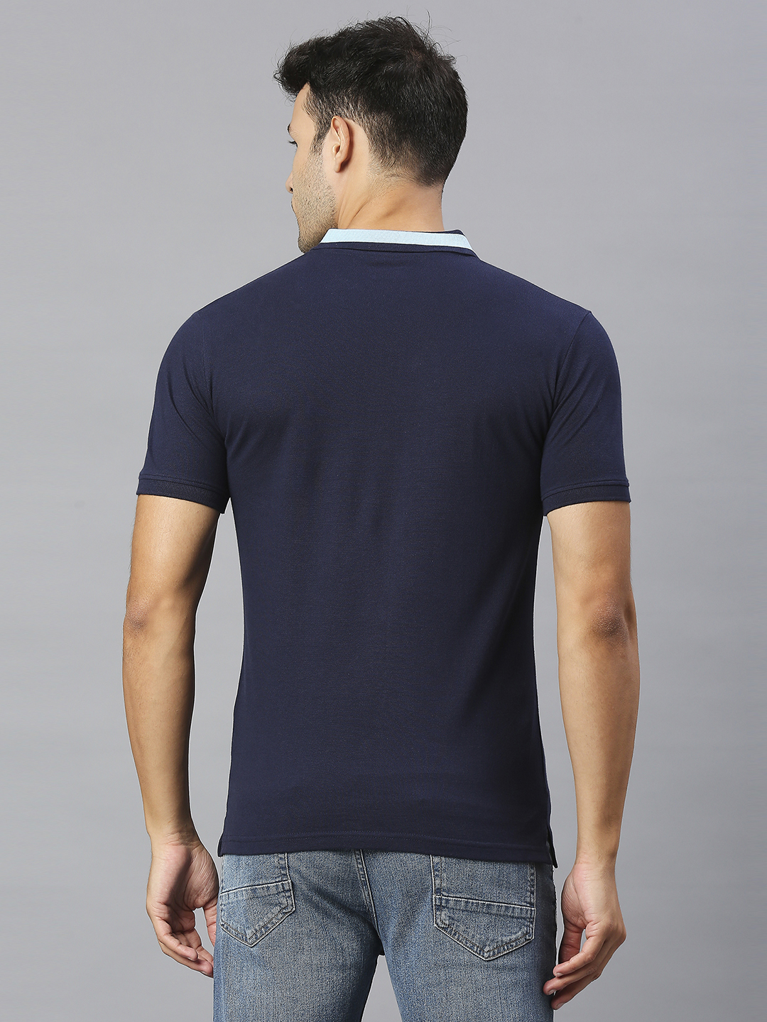 Gujarat Titans Men Navy Blue Solid Half Sleeves Polo Collar Cotton T-Shirt (2)