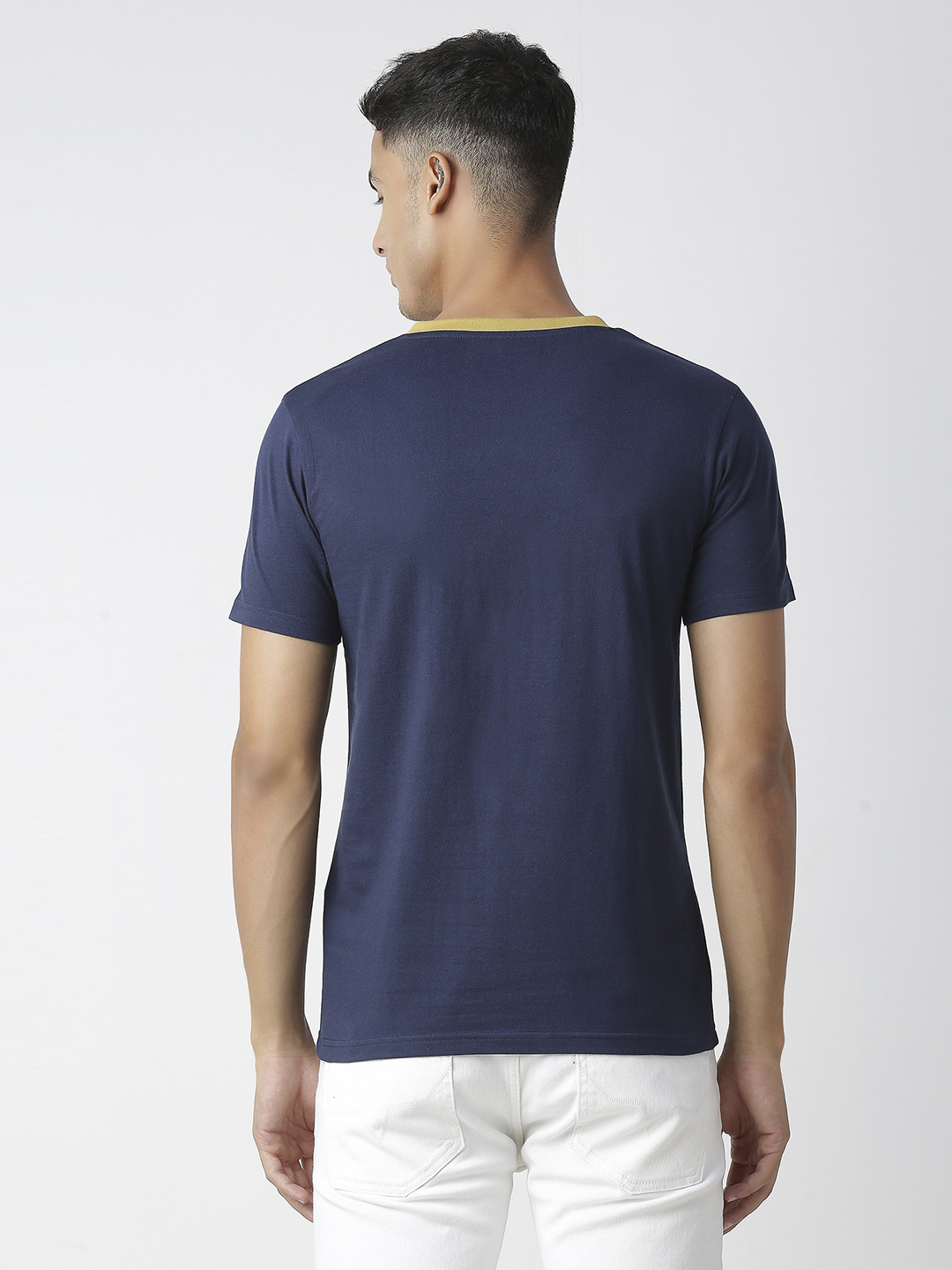 Gujarat Titans Men Navy Blue Solid Half Sleeves Round Neck Cotton T-Shirt (4)