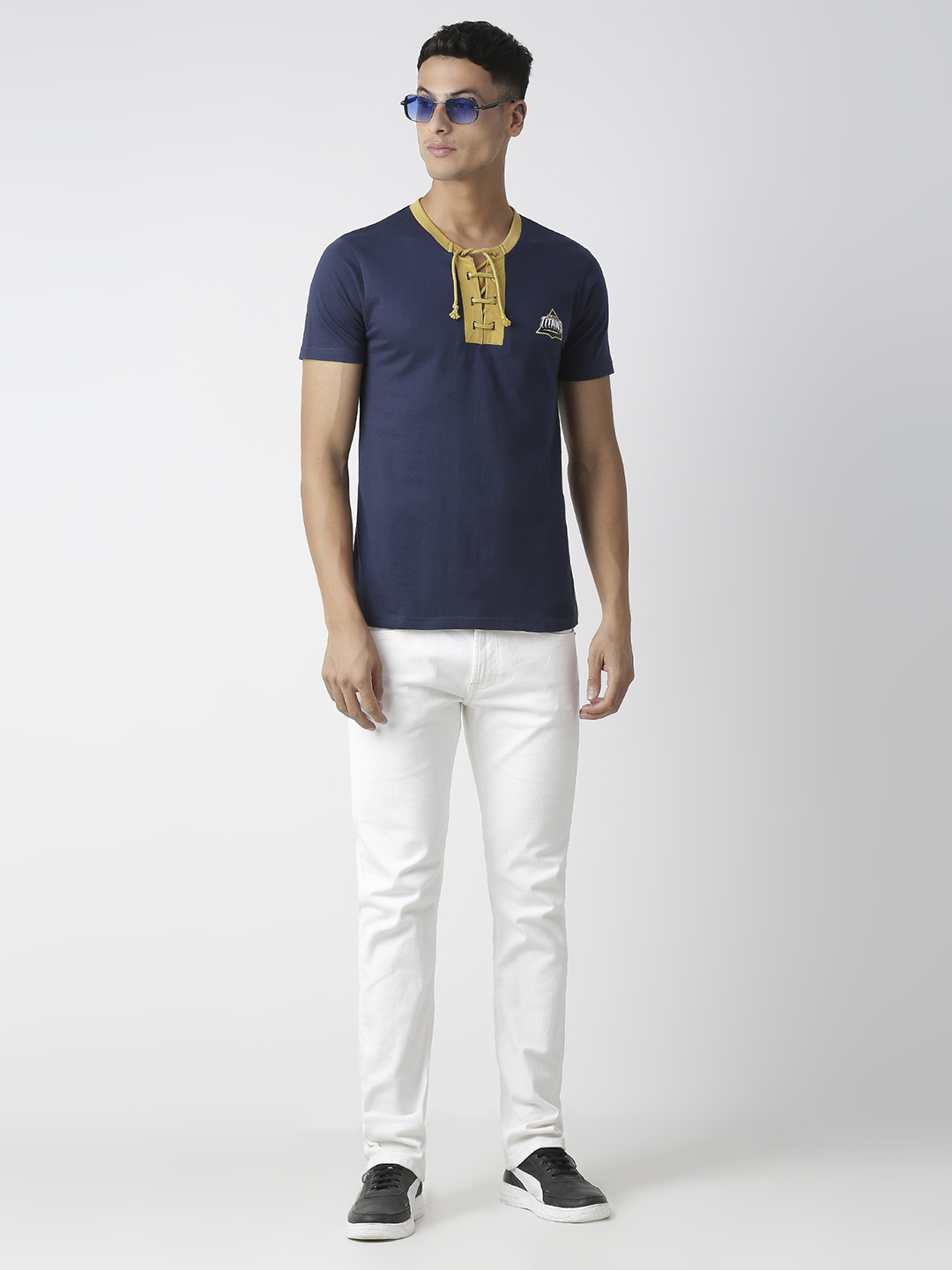Gujarat Titans Men Navy Blue Solid Half Sleeves Round Neck Cotton T-Shirt (5)
