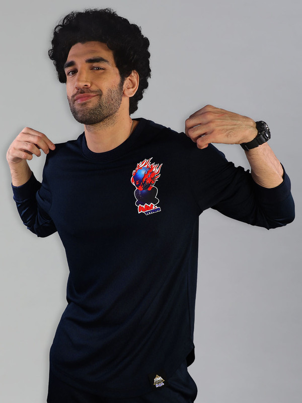 Gujarat Titans Men Navy Blue Solid Round Neck Sweatshirts (1)