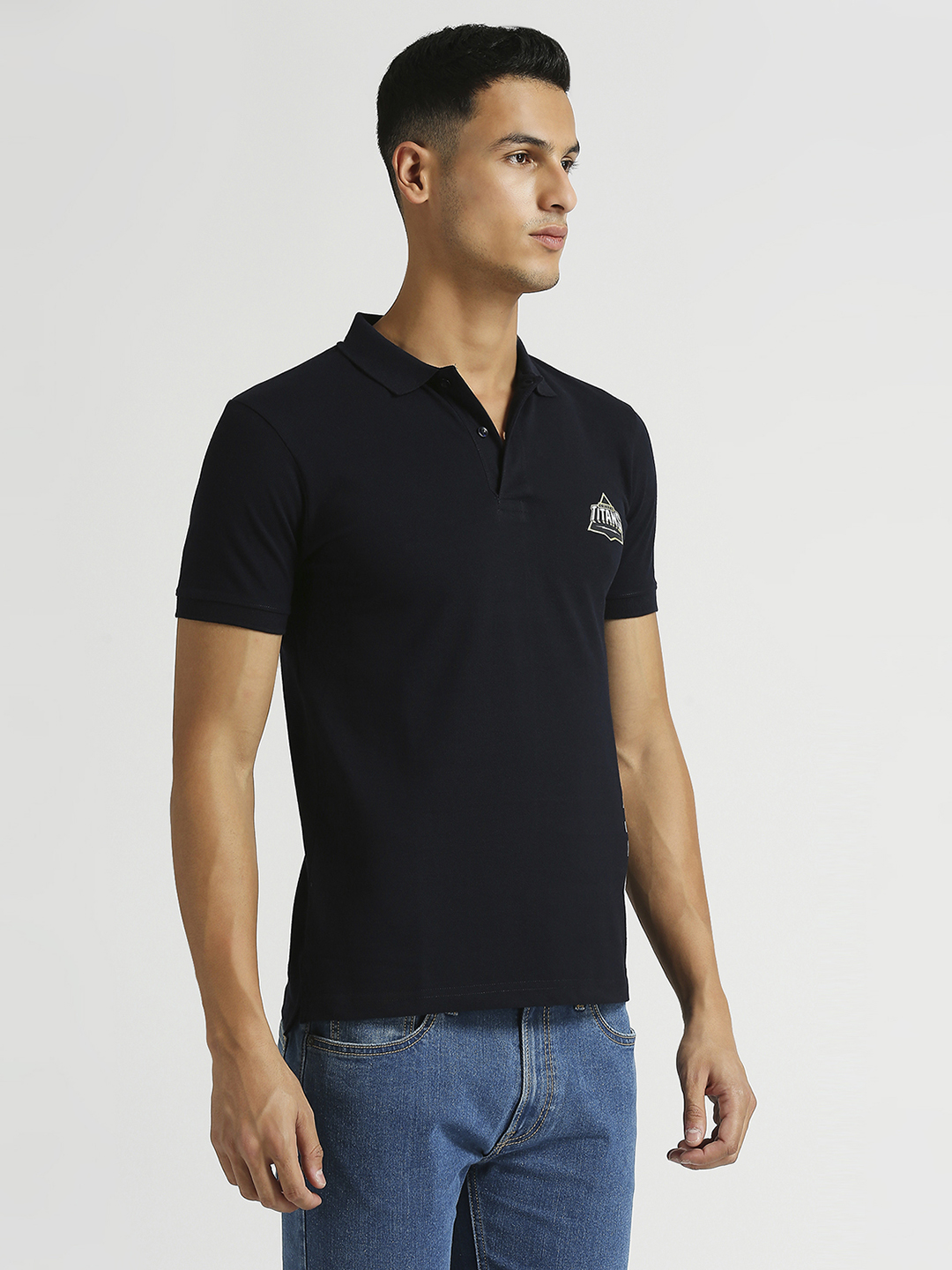 Gujarat Titans Men Navy Blue Typography Printed Half Sleeves Polo Collar Cotton T-Shirt (3)