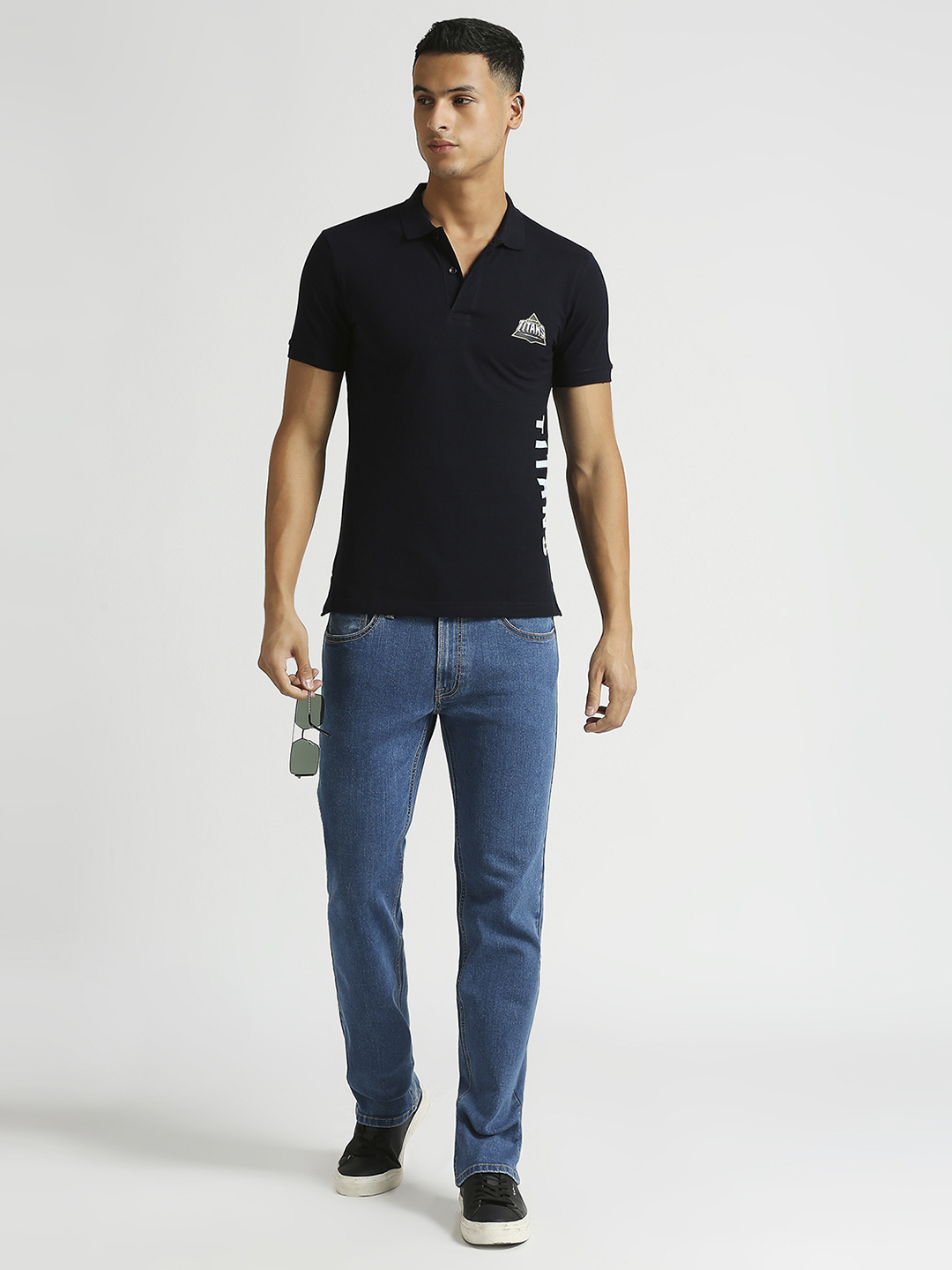 Gujarat Titans Men Navy Blue Typography Printed Half Sleeves Polo Collar Cotton T-Shirt (6)