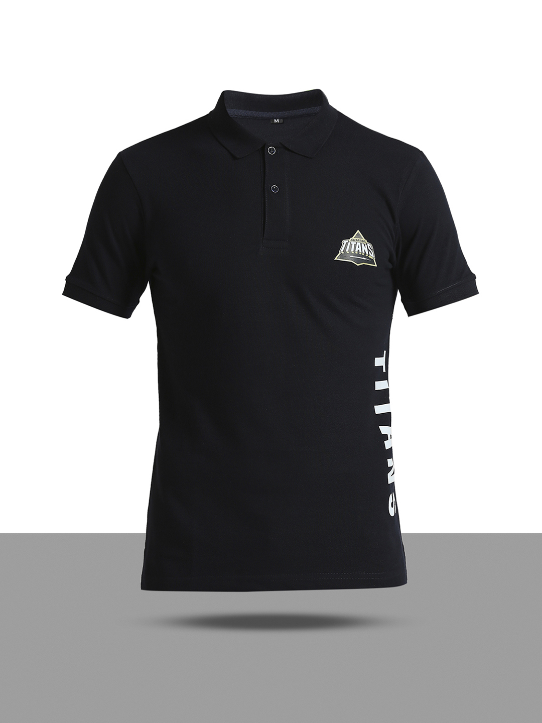 Gujarat Titans Men Navy Blue Typography Printed Half Sleeves Polo Collar Cotton T-Shirt (7)