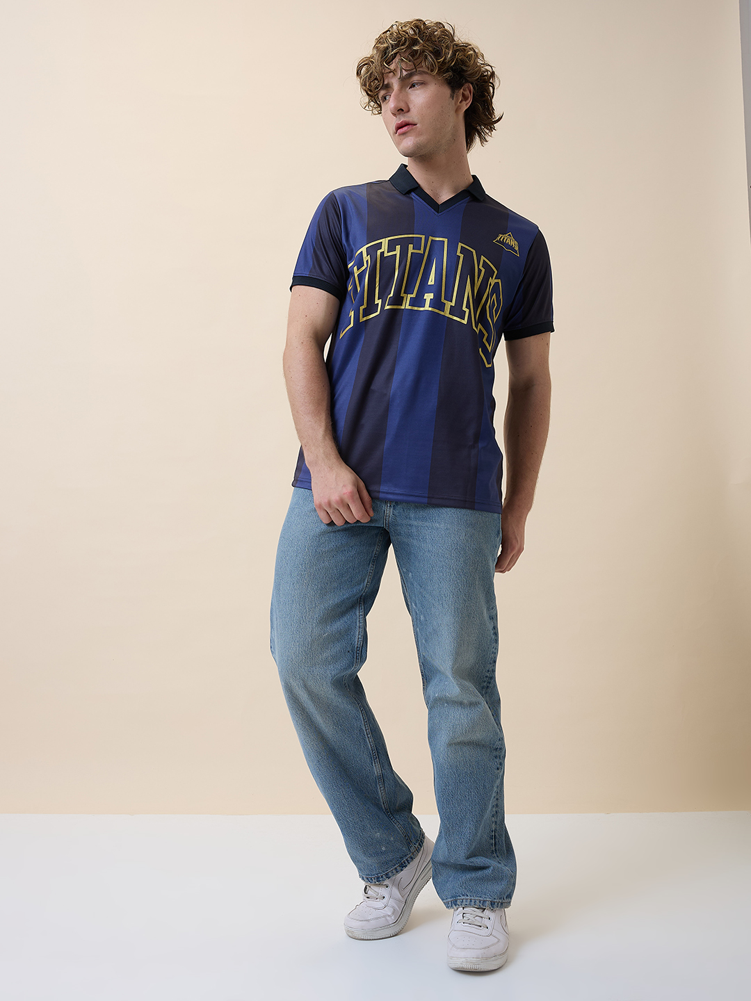 Gujarat Titans Men Navy Blue Typography Printed Half Sleeves Polo Collar Polyester T-Shirt (4)