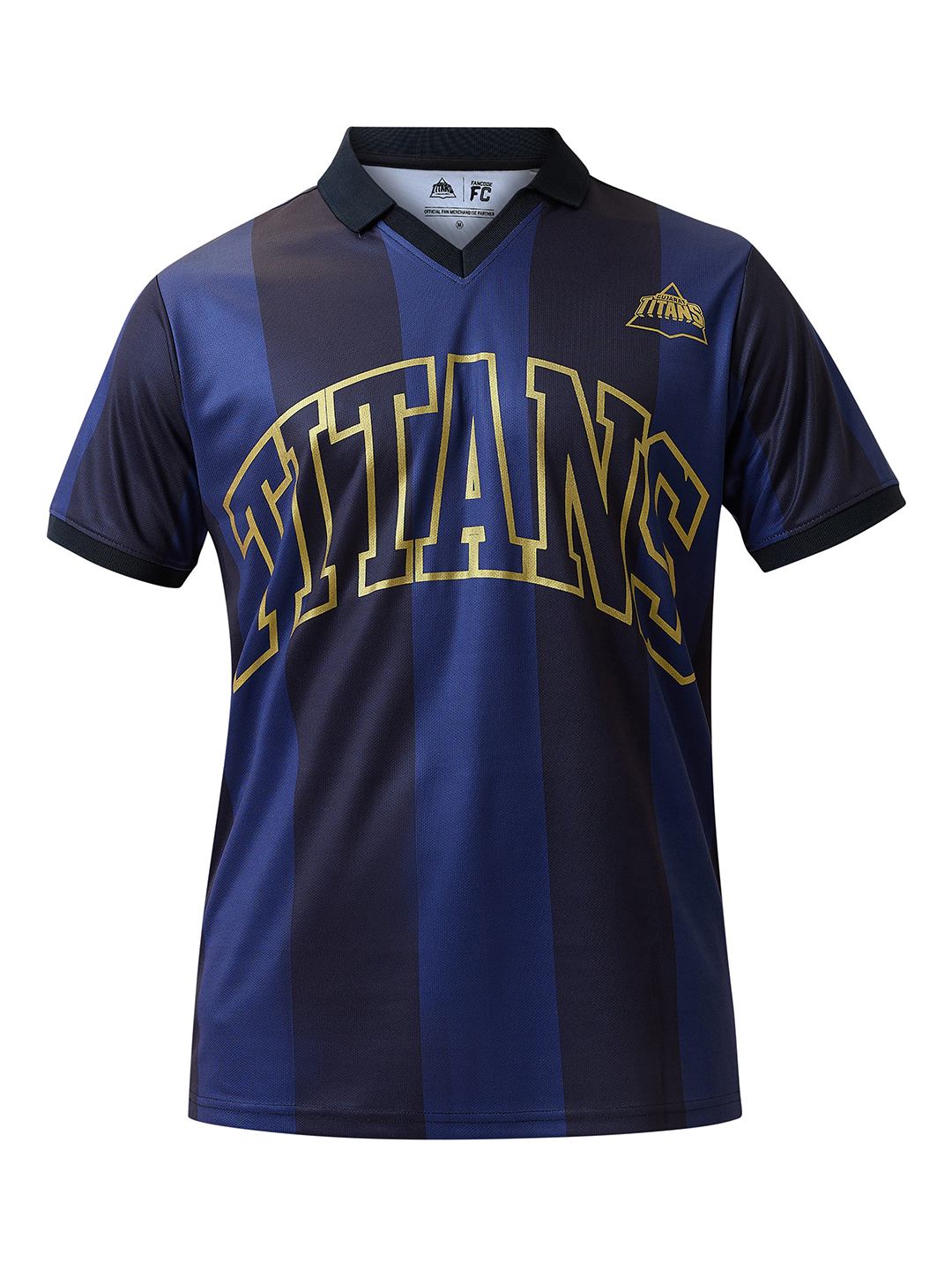 Gujarat Titans Men Navy Blue Typography Printed Half Sleeves Polo Collar Polyester T-Shirt (8)